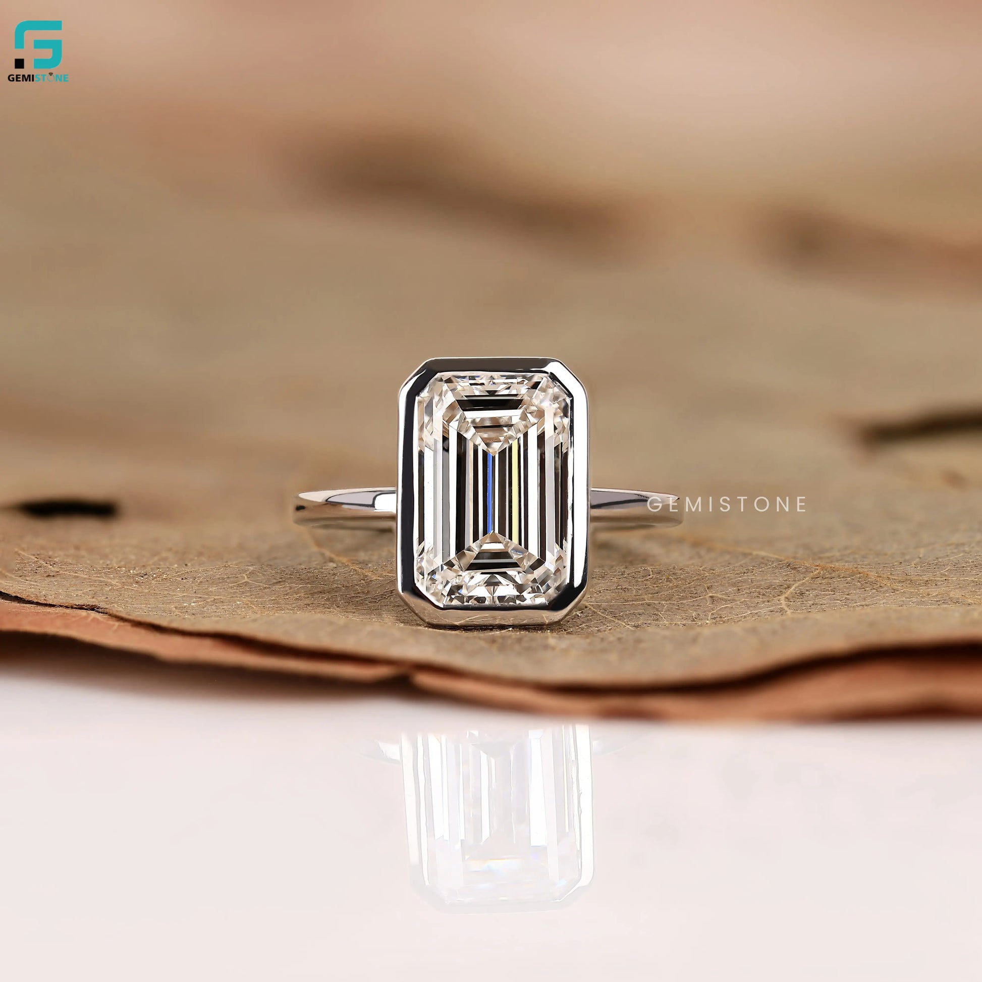3CT Emerald Cut Simple Solitare Wedding Ring For Women