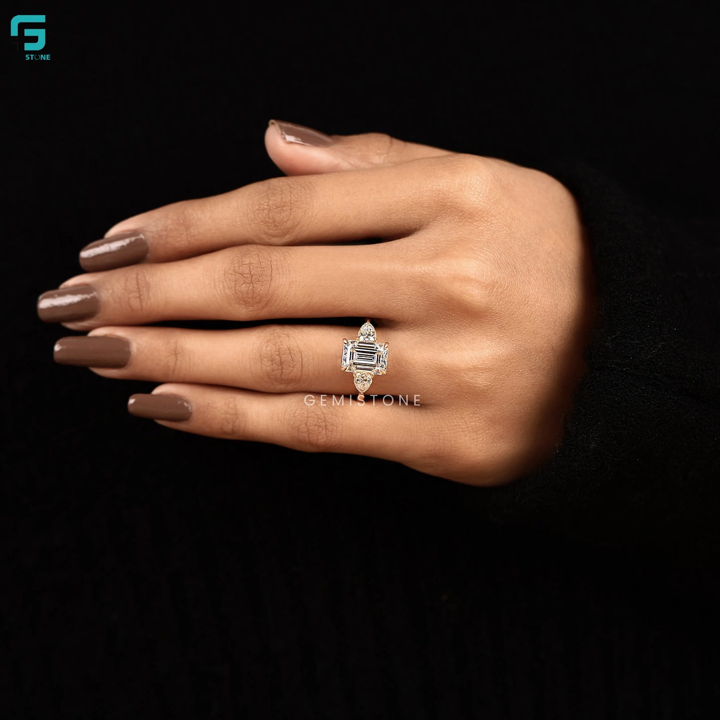 3CT Emerald Lab Diamond Wedding Ring
