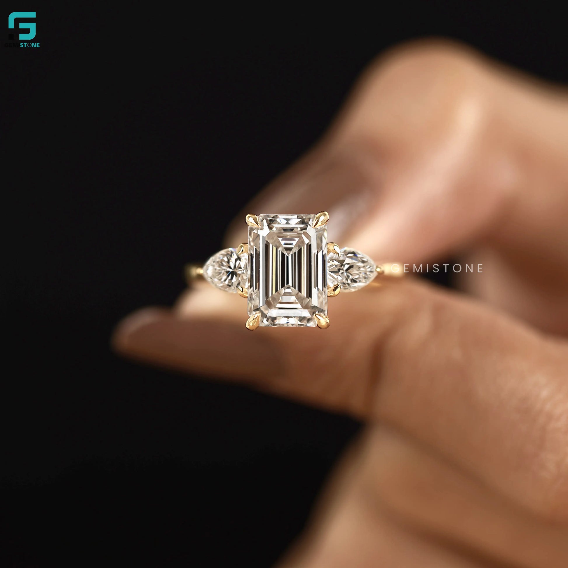 3CT Emerald Lab Grown Wedding Ring For Women