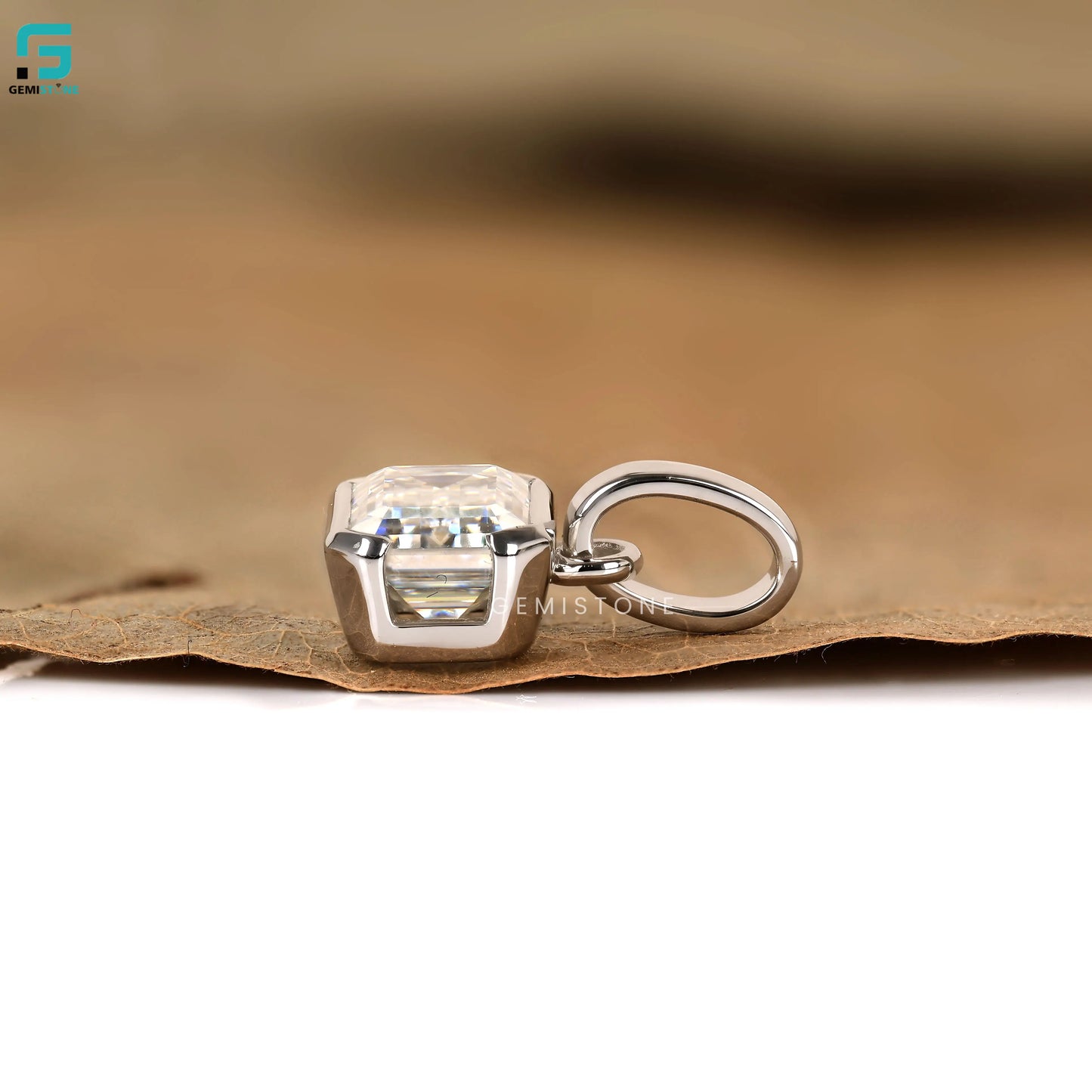 3CT Emerlad Bezel East West Lab Dimaond Pendant For Women