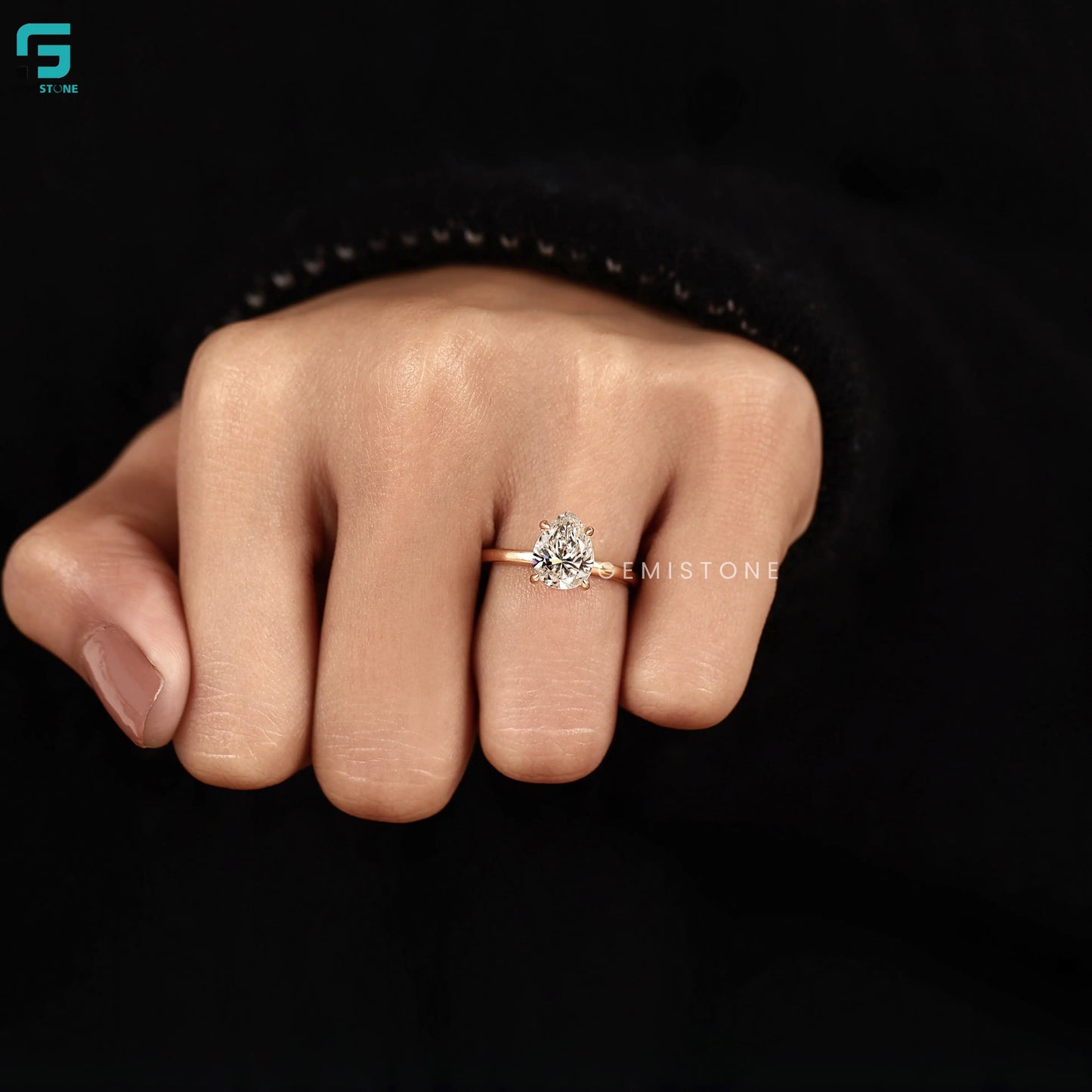 3CT Lab Grown Pear Wedding Ring For Women 