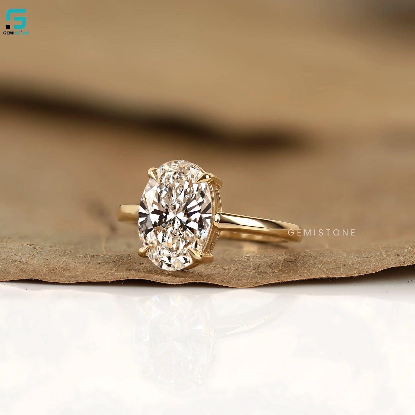 3CT Oval Diamond Ring Lab Grown Diamond Solitaire Ring for Proposal
