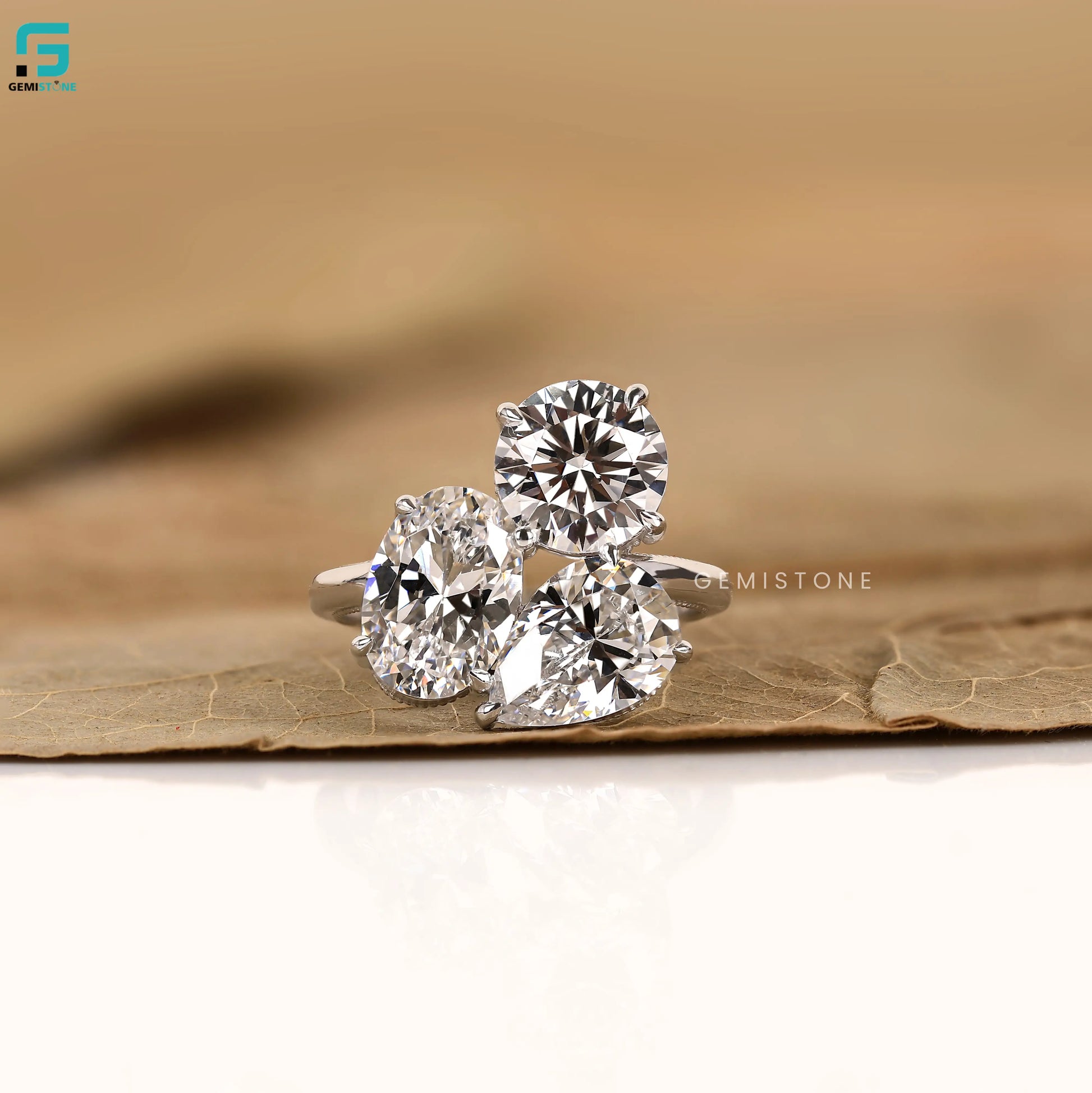 3CT Oval Three Stone Lab Diamond Wedding Ring 