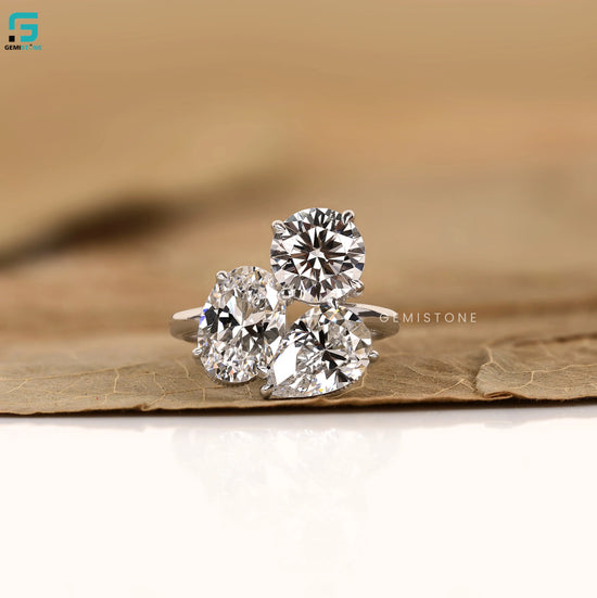 3CT Oval Three Stone Lab Diamond Wedding Ring 
