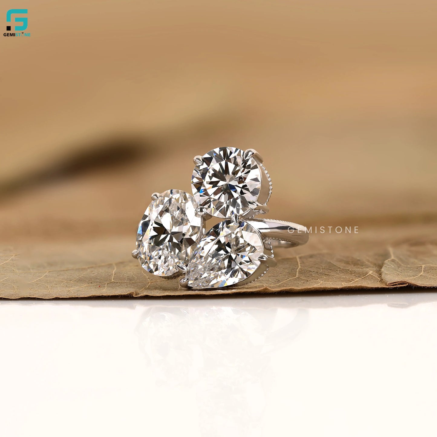 3CT Pear Three Stone Lab Diamond Wedding Ring