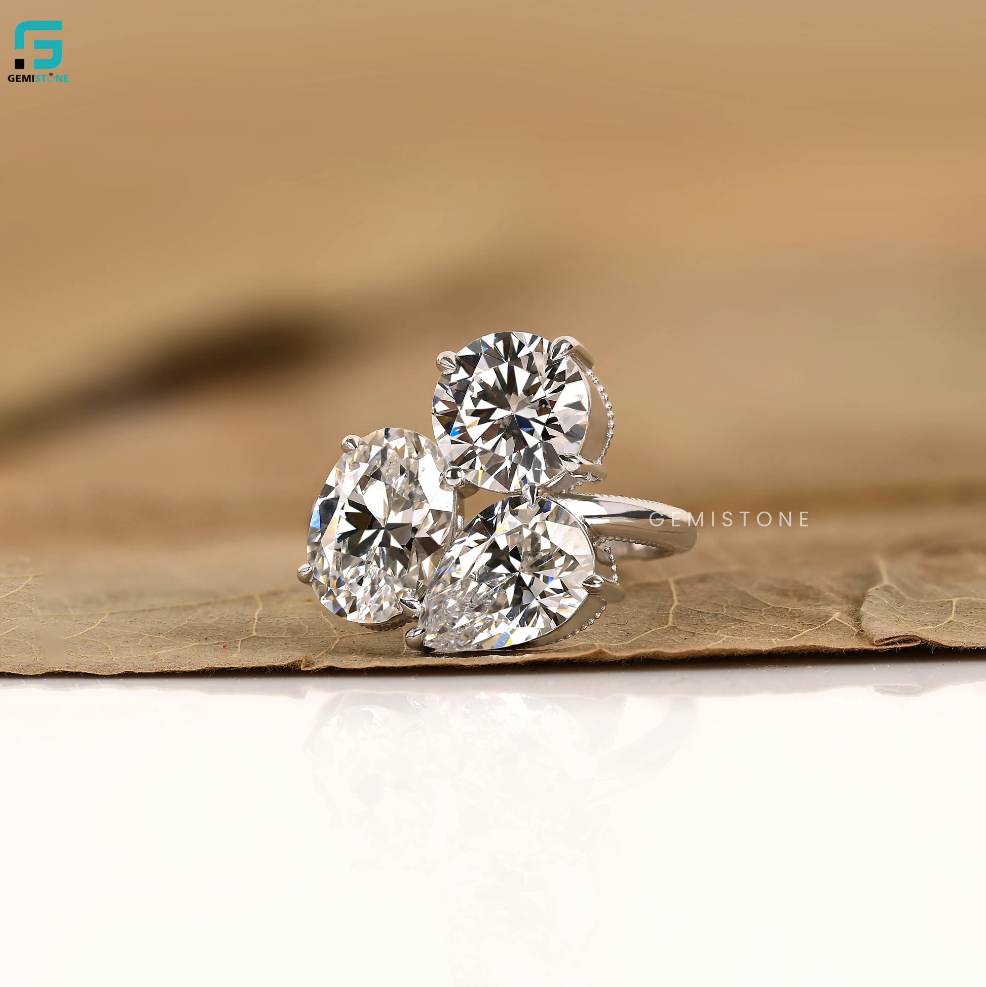 3CT Pear Three Stone Lab Diamond Wedding Ring
