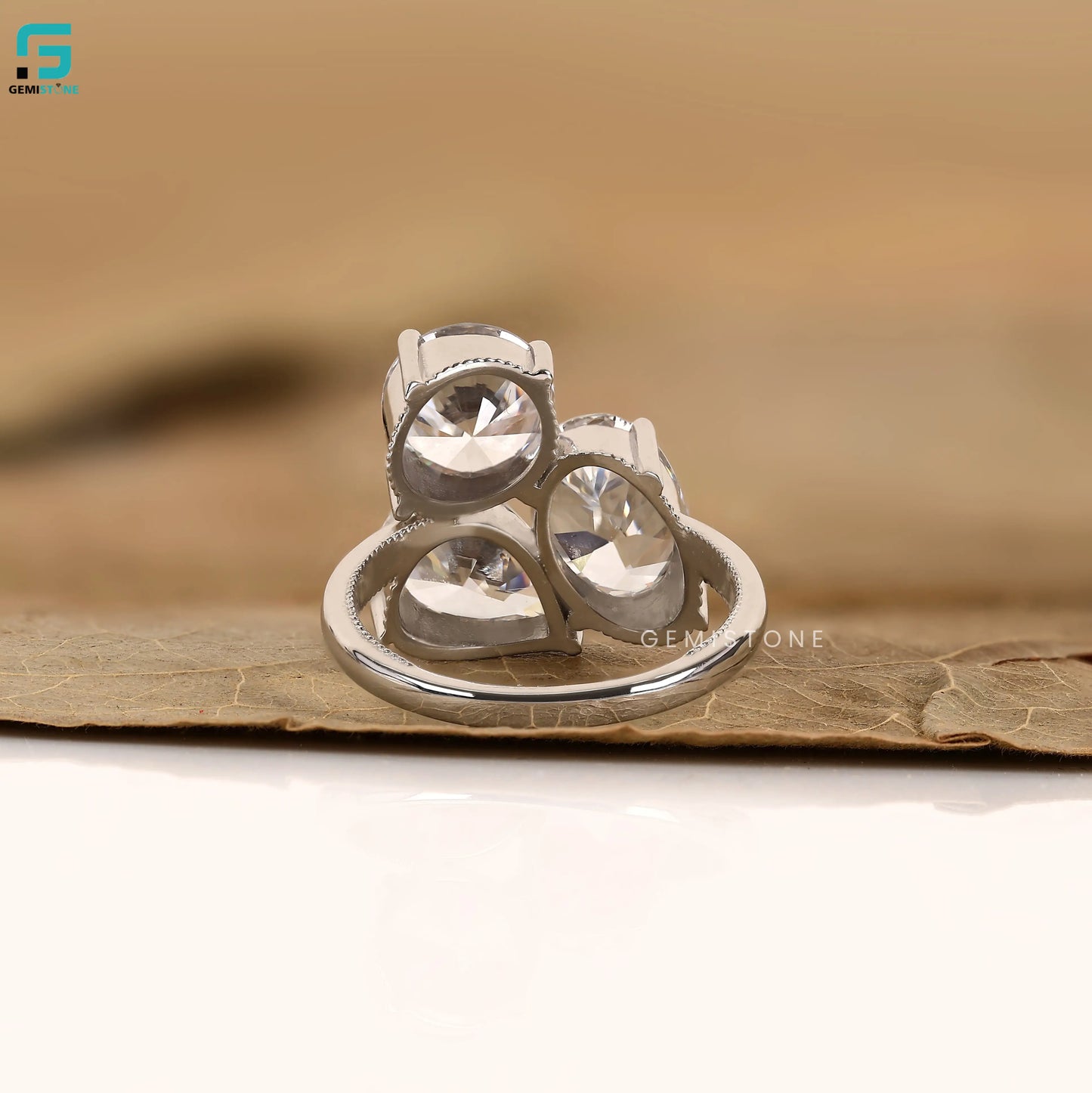 3CT Pear Three Stone Lab Diamond Wedding Ring For Women