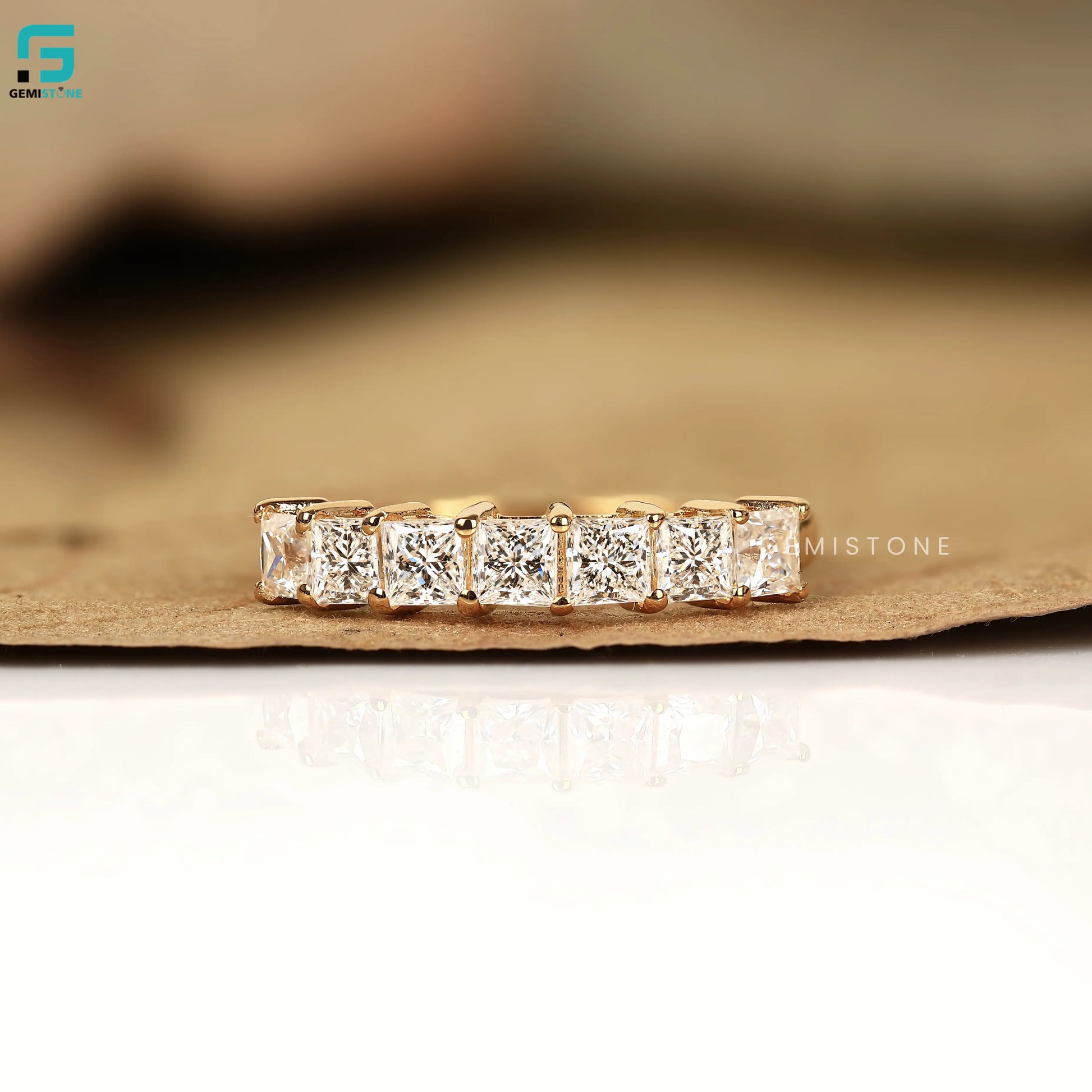 3CT Princess Lab Grown Diamond Wedding Half Eternity Band