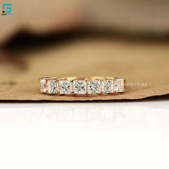 3CT Princess Lab Grown Diamond Wedding Half Eternity Band