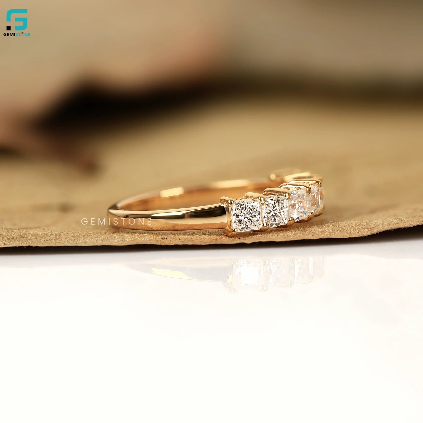 3CT Princess Lab Grown Diamond Wedding Half Eternity Band For Women
