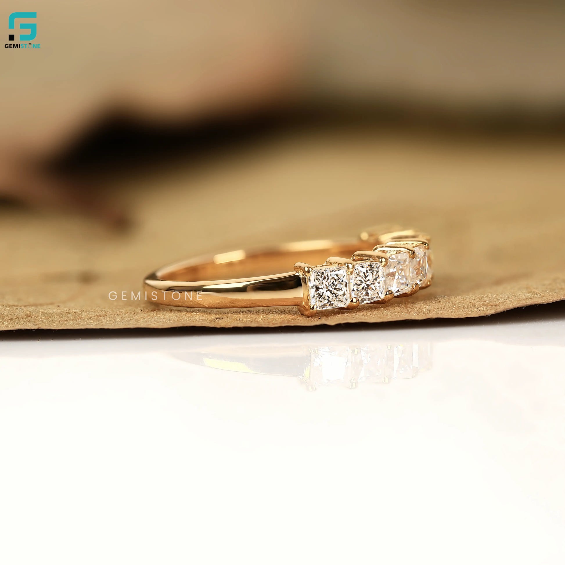 3CT Princess Lab Grown Diamond Wedding Half Eternity Band For Women