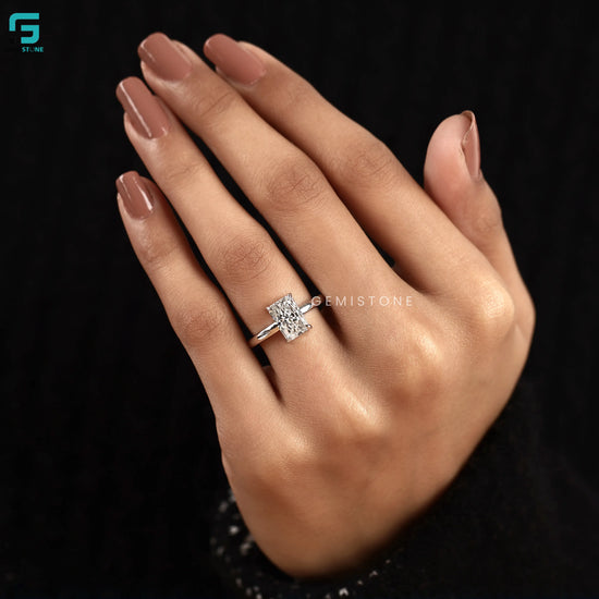 3CT Radiant Cut Lab Diamond Wide Band Ring 