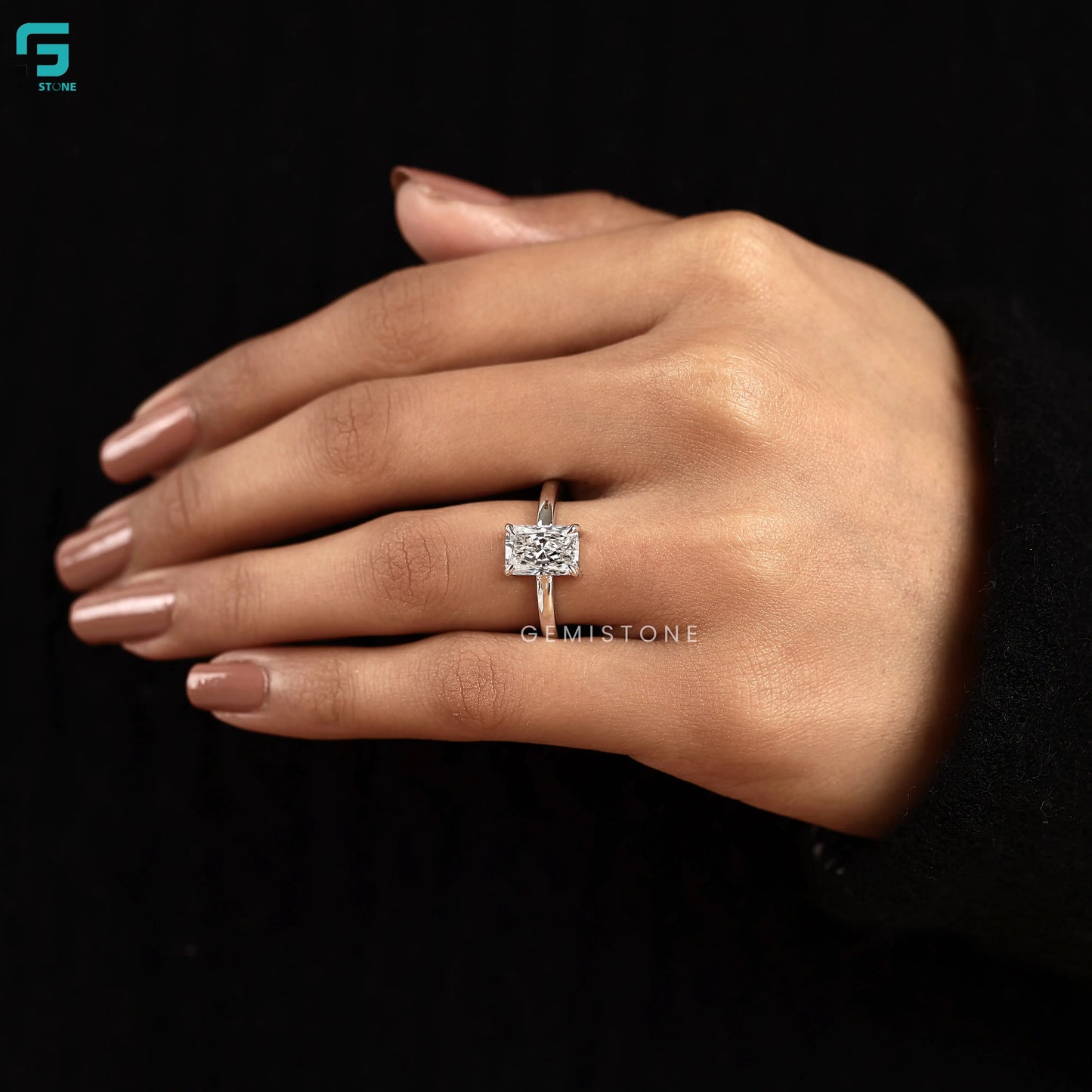 3CT Radiant Cut Lab Diamond Wide Band Ring For Women