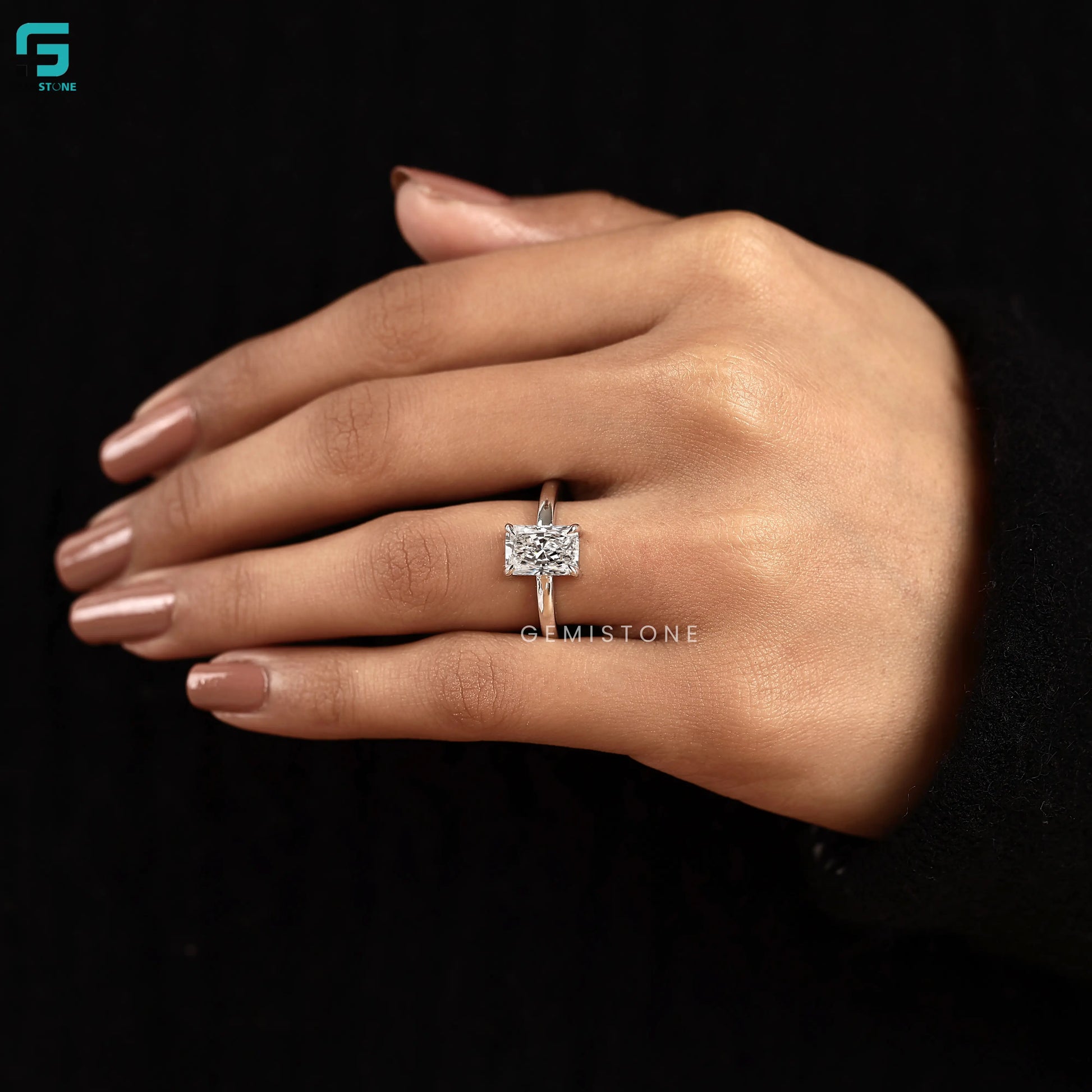 3CT Radiant Cut Lab Diamond Wide Band Ring For Women