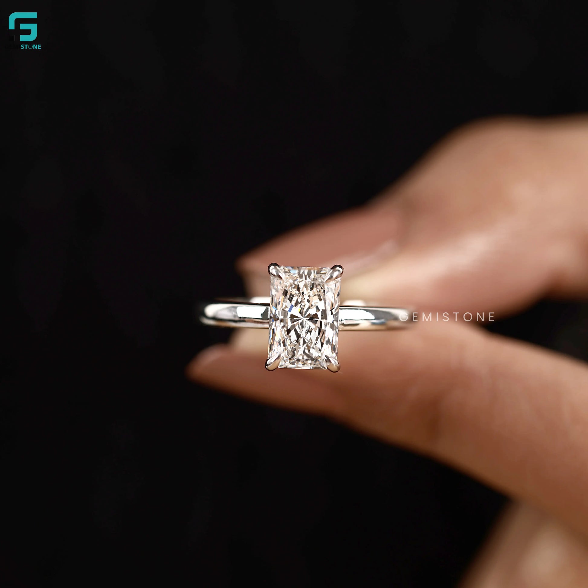 3CT Radiant Cut Lab Grown Diamond Wide Band Ring
