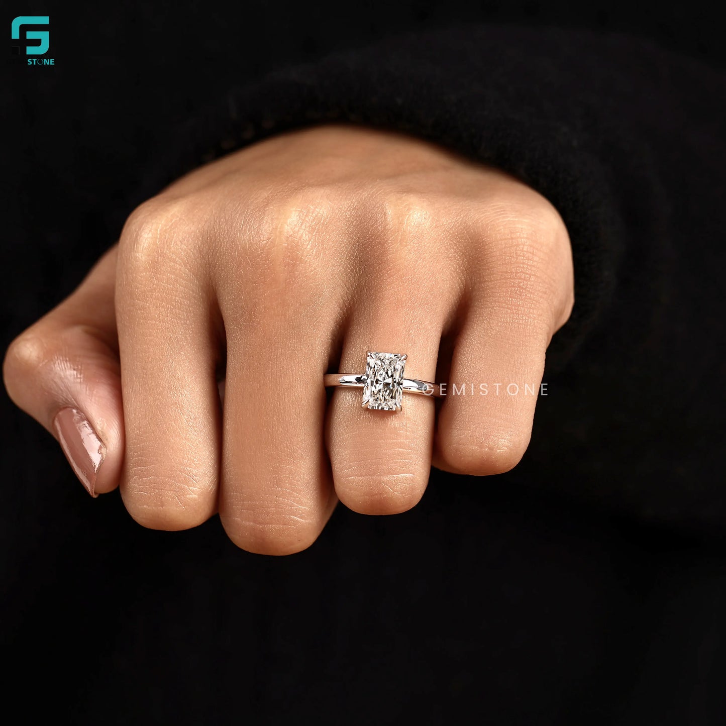 3CT Radiant Cut Lab Grown Diamond Wide Band Ring For Women