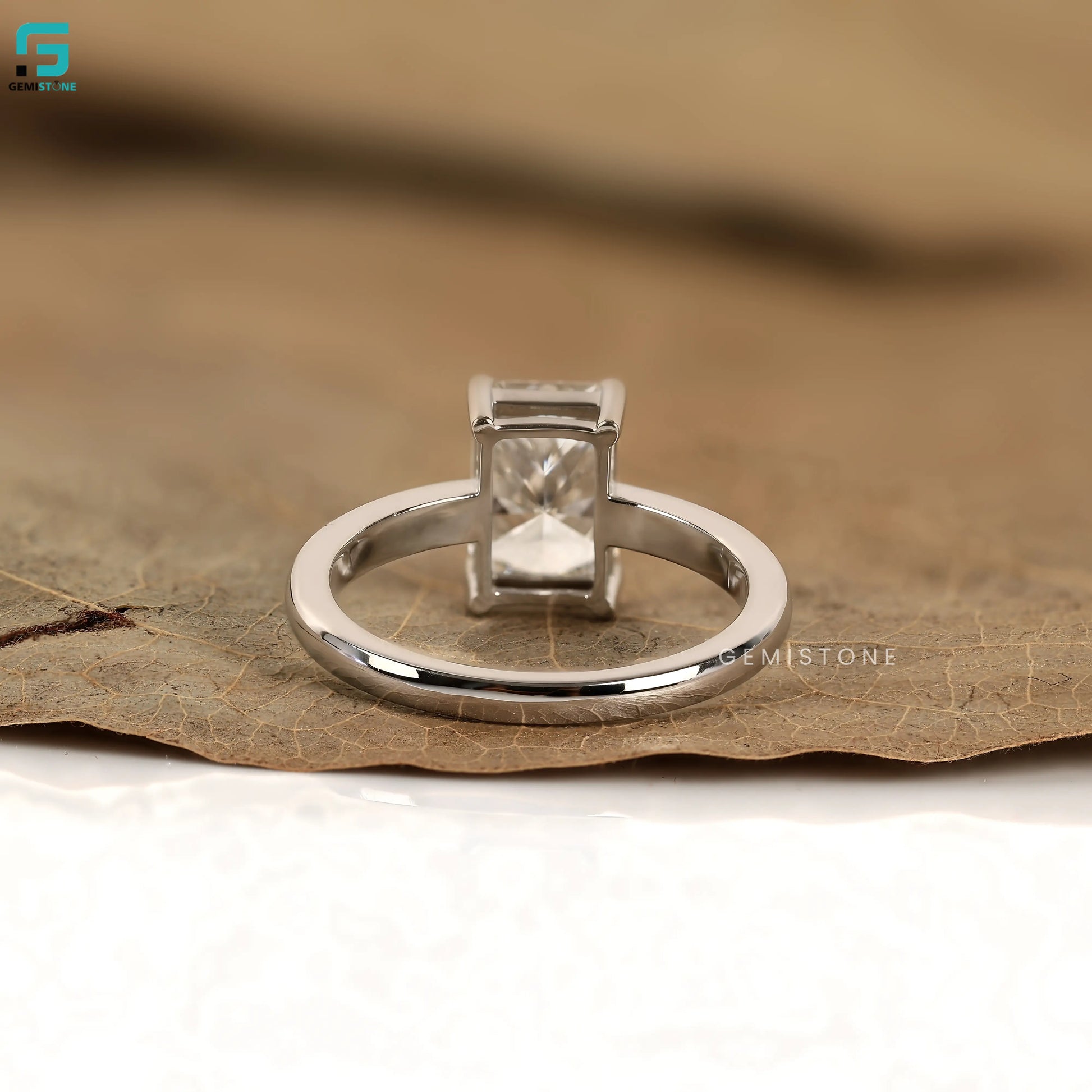 3CT Radiant Cut Solitaire Lab Diamond Wide Band Ring 