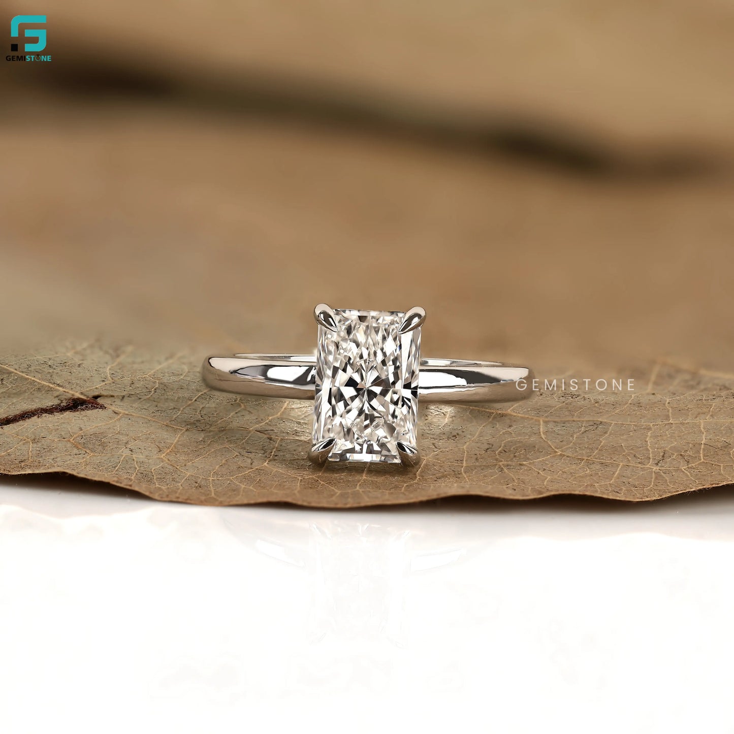 3CT Radiant Cut Solitaire Lab Grown Diamond Wide Band Ring 