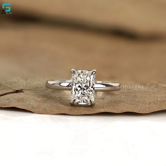 3CT Radiant Cut Solitaire Lab Grown Diamond Wide Band Ring 