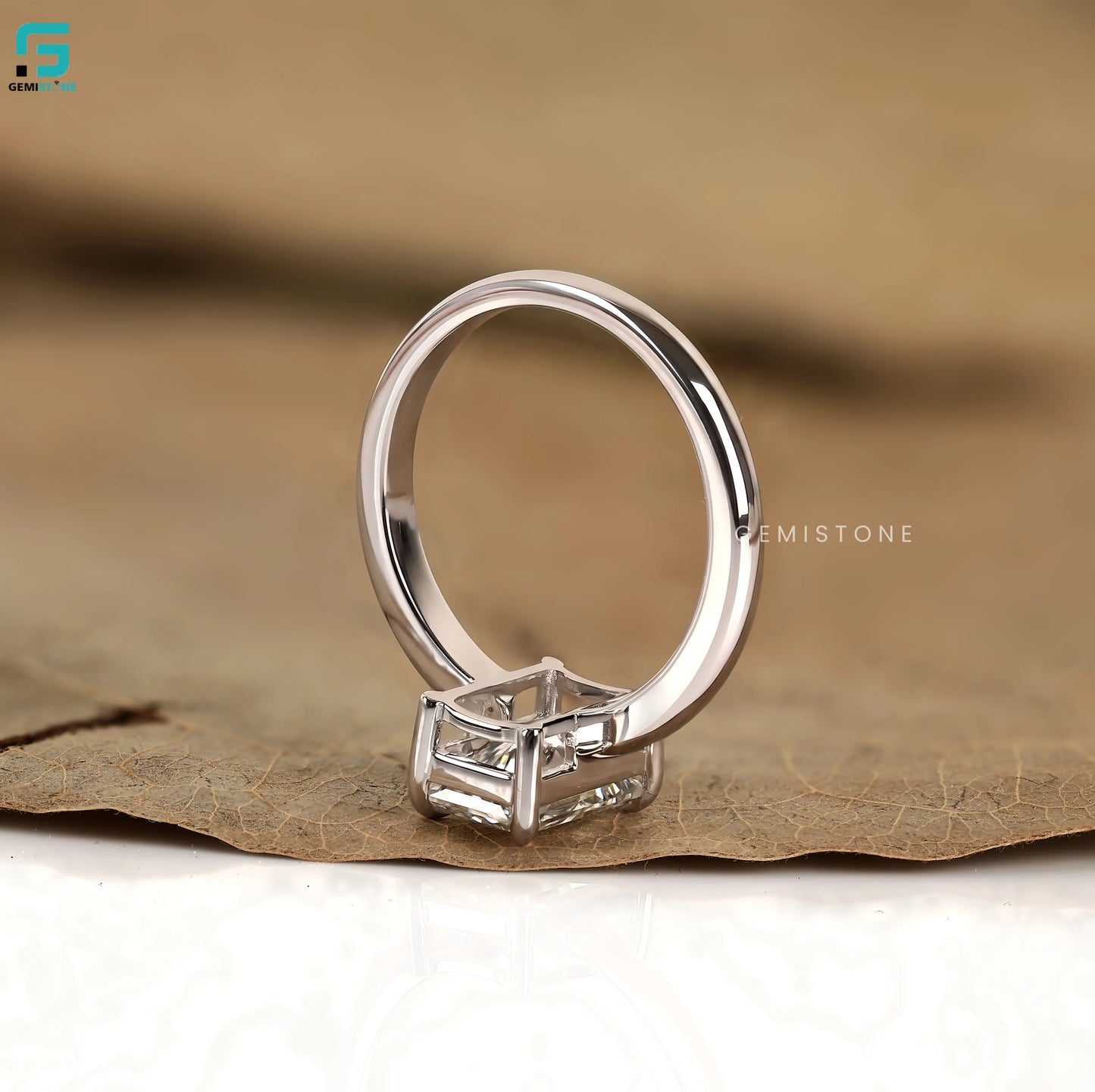 3CT Radiant Cut Solitaire Lab Grown Diamond Wide Band Ring For Women