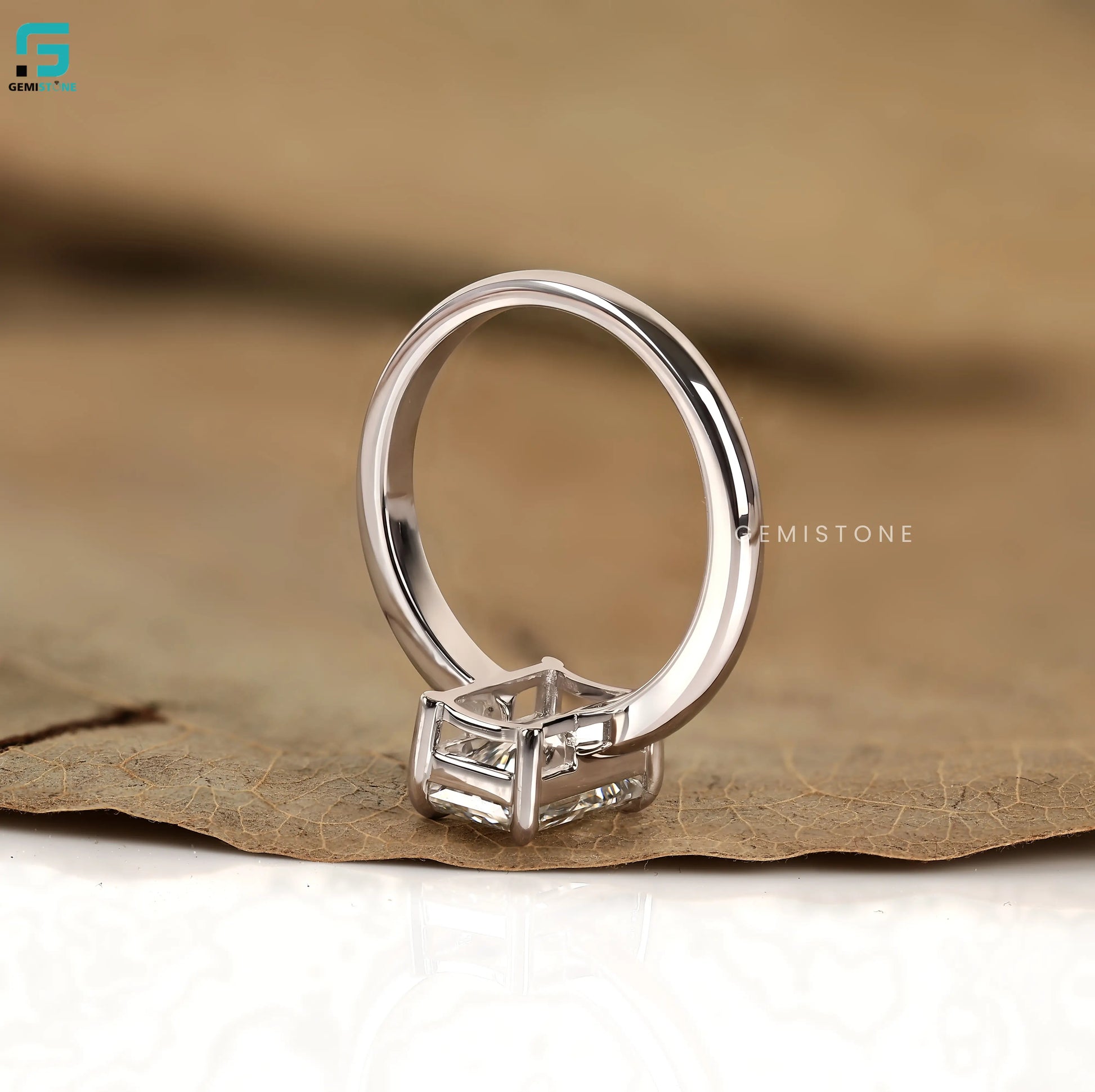 3CT Radiant Cut Solitaire Lab Grown Diamond Wide Band Ring For Women