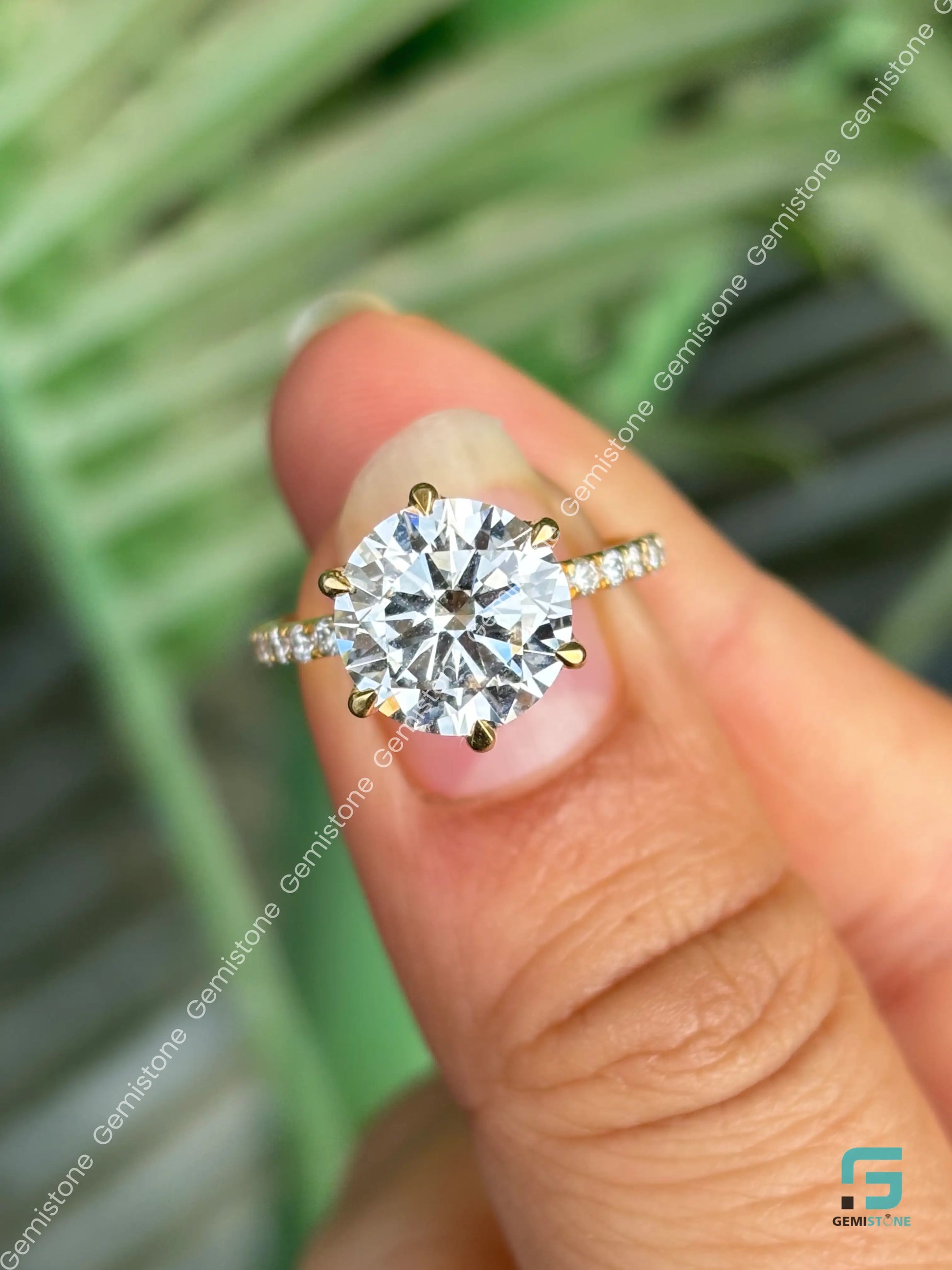 3CT Round Cut Moissanite Pave Band Ring 