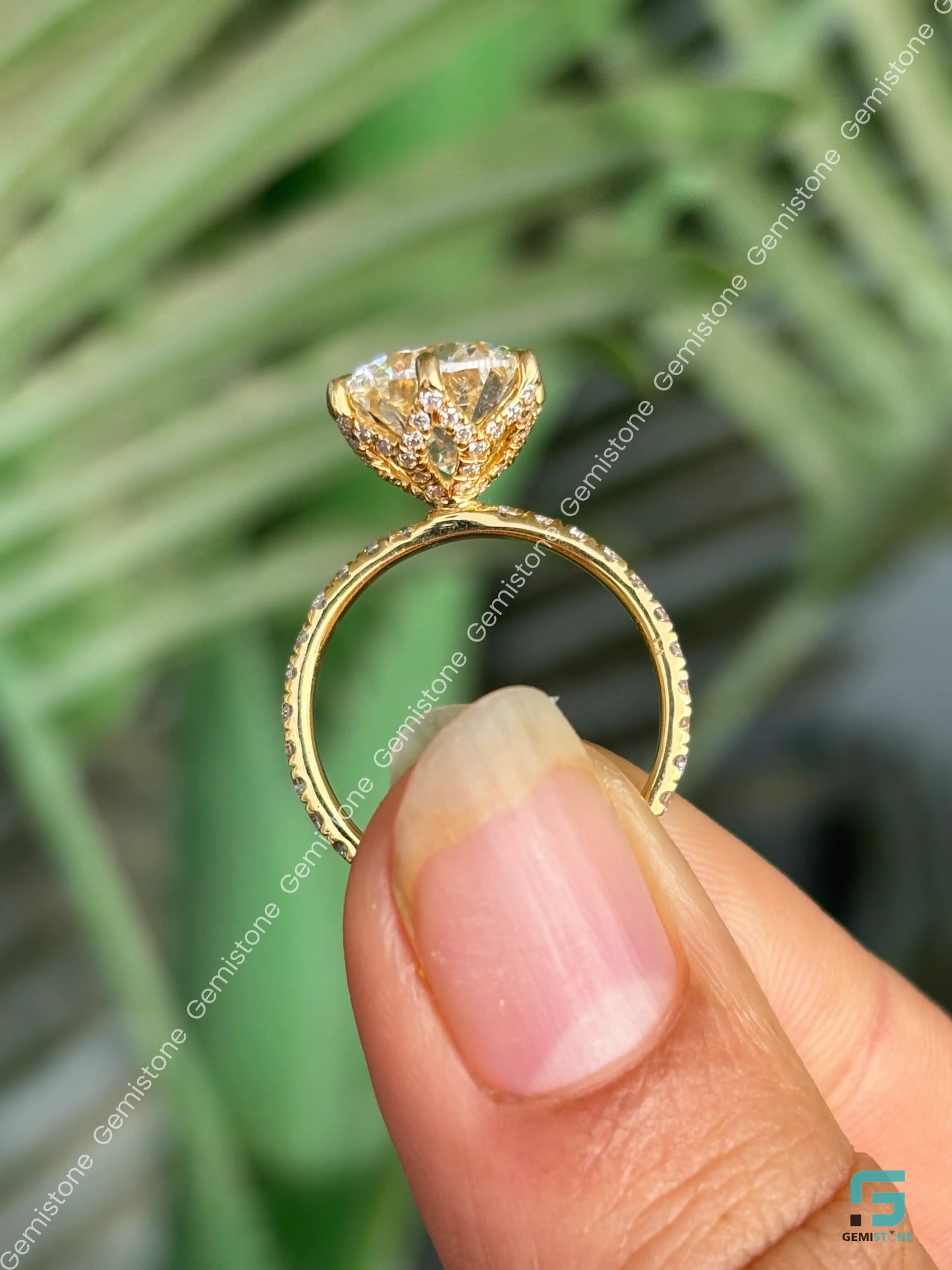 3CT Round Cut Moissanite Pave Band Ring For Women