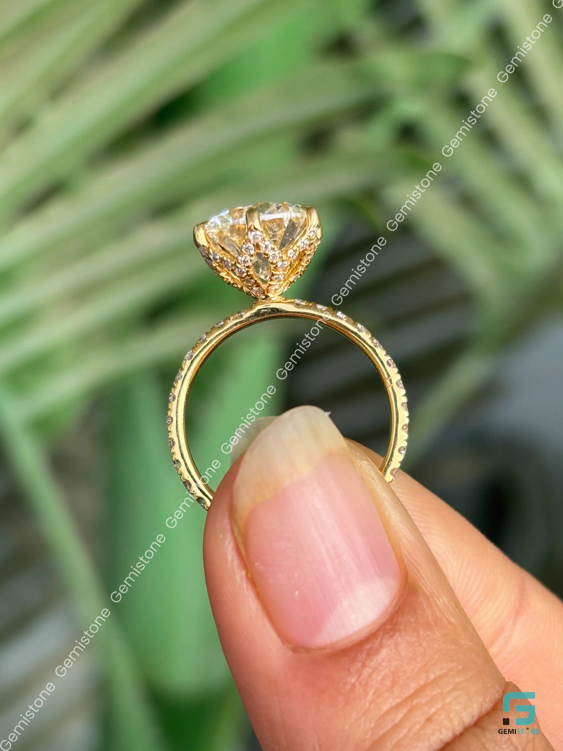 3CT Round Cut Moissanite Pave Band Ring For Women