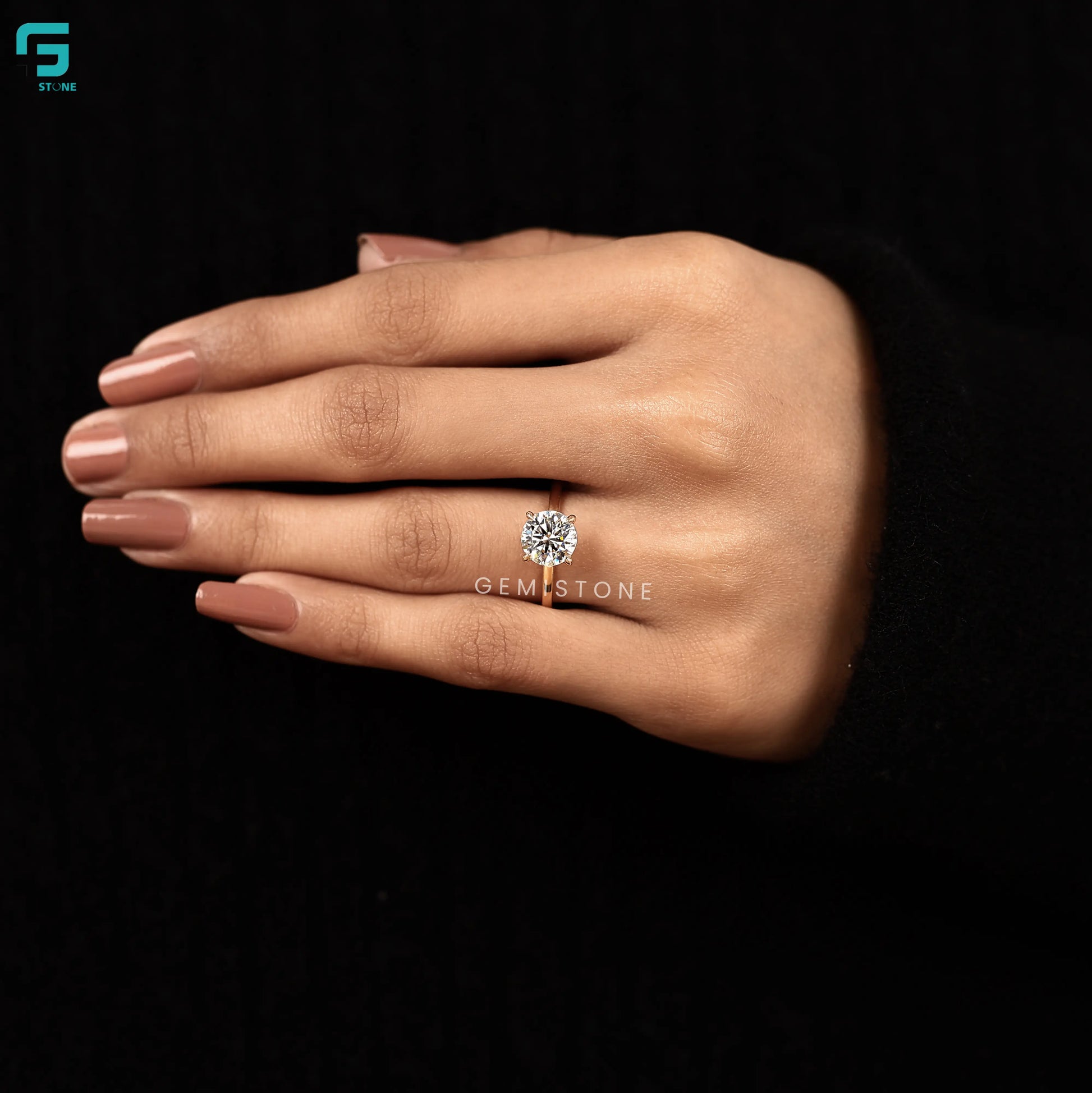 3CT Round Lab Grown Solitare Wedding Ring