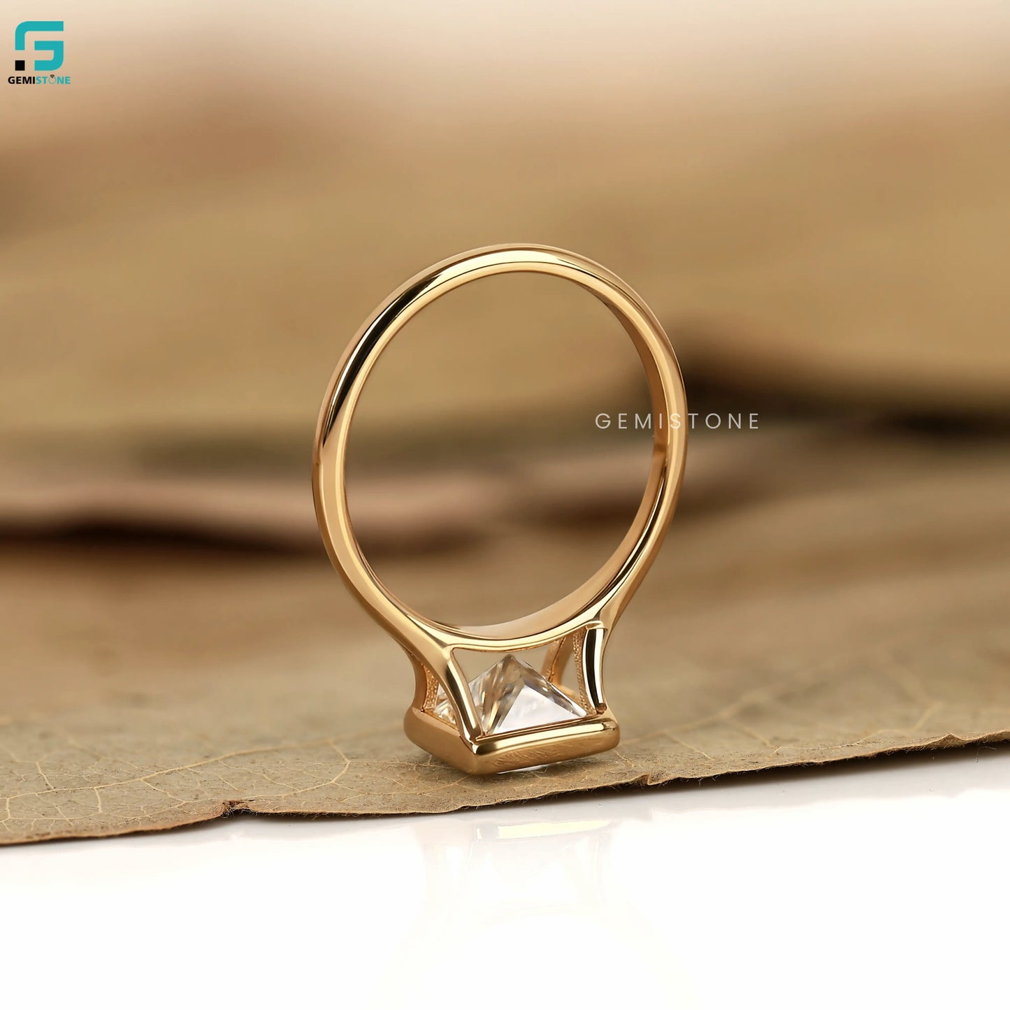 3CT princess Cut Bezel Set RIng