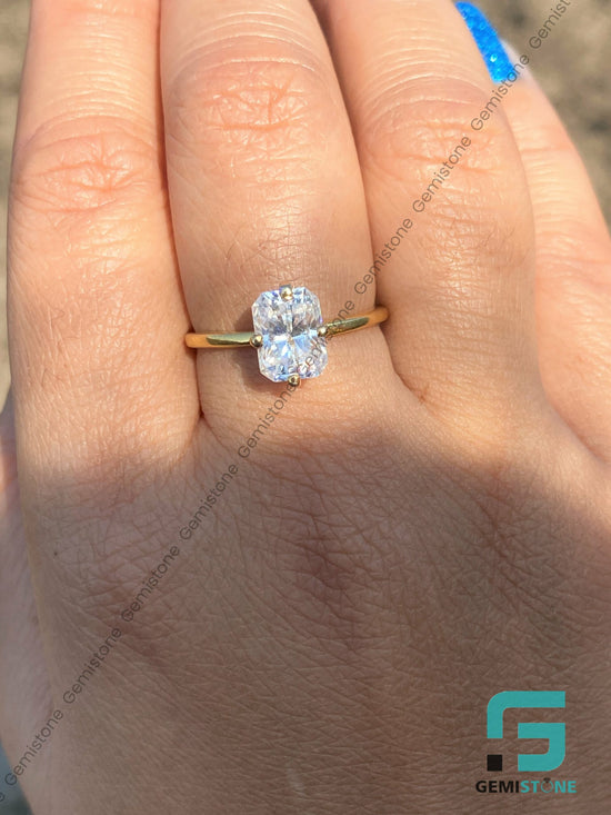 Unique Compass Point Prong 3 CT Radiant Cut Moissanite Solitaire Engagement Ring