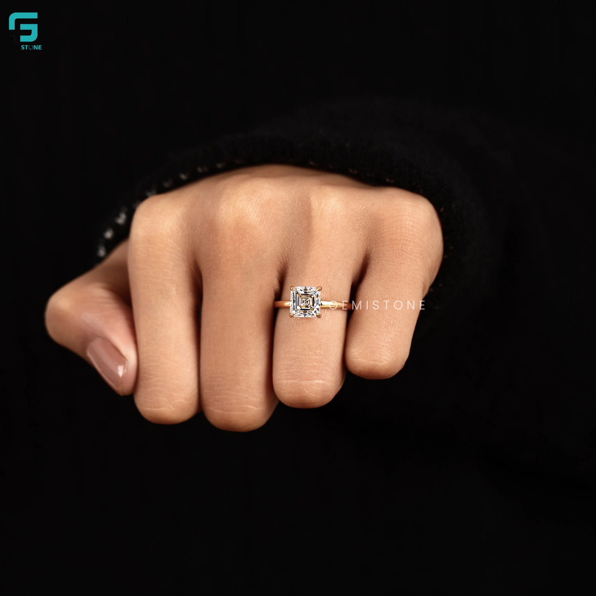 3Ct Lab Diamond Asscher Cut Wedding Ring For Her