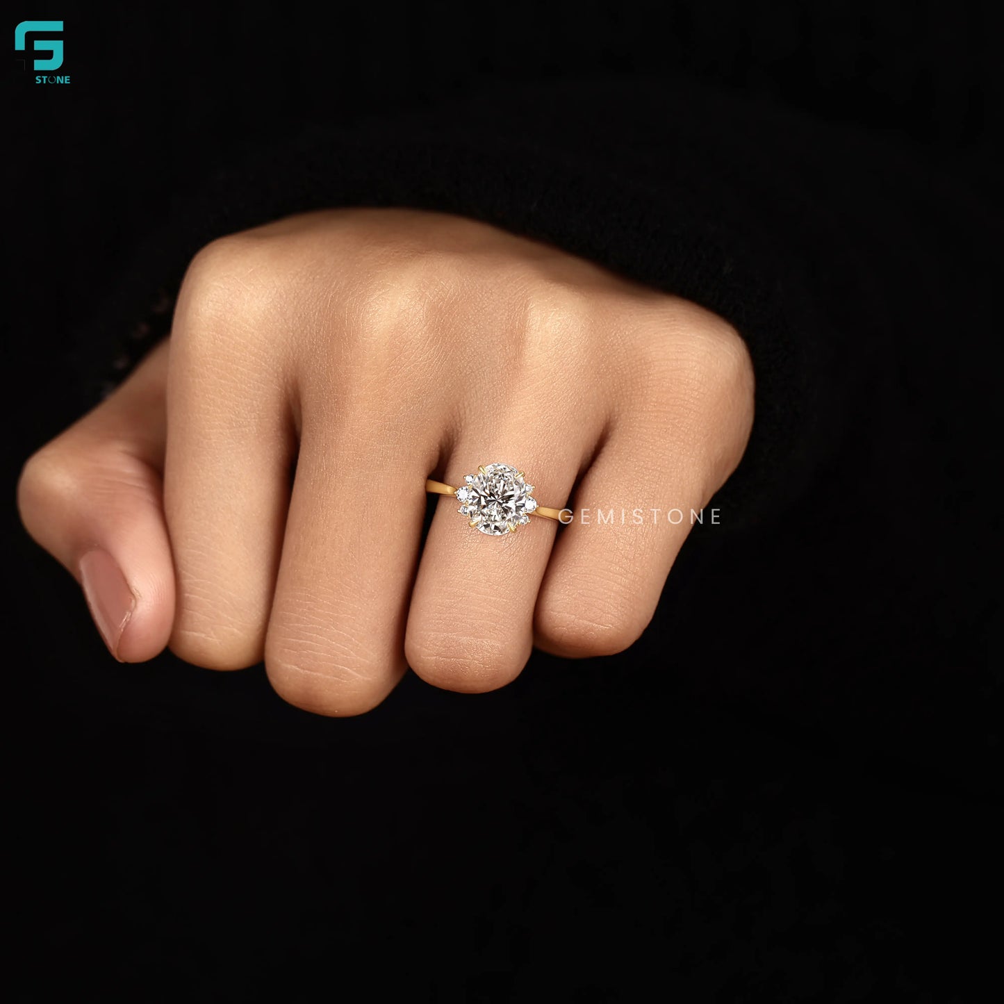 3Ct Oval Lab Grown Diamond Cluster Halo Ring