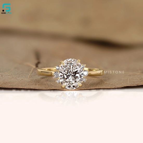 3Ct Oval Lab Grown Diamond Cluster Ring For Women