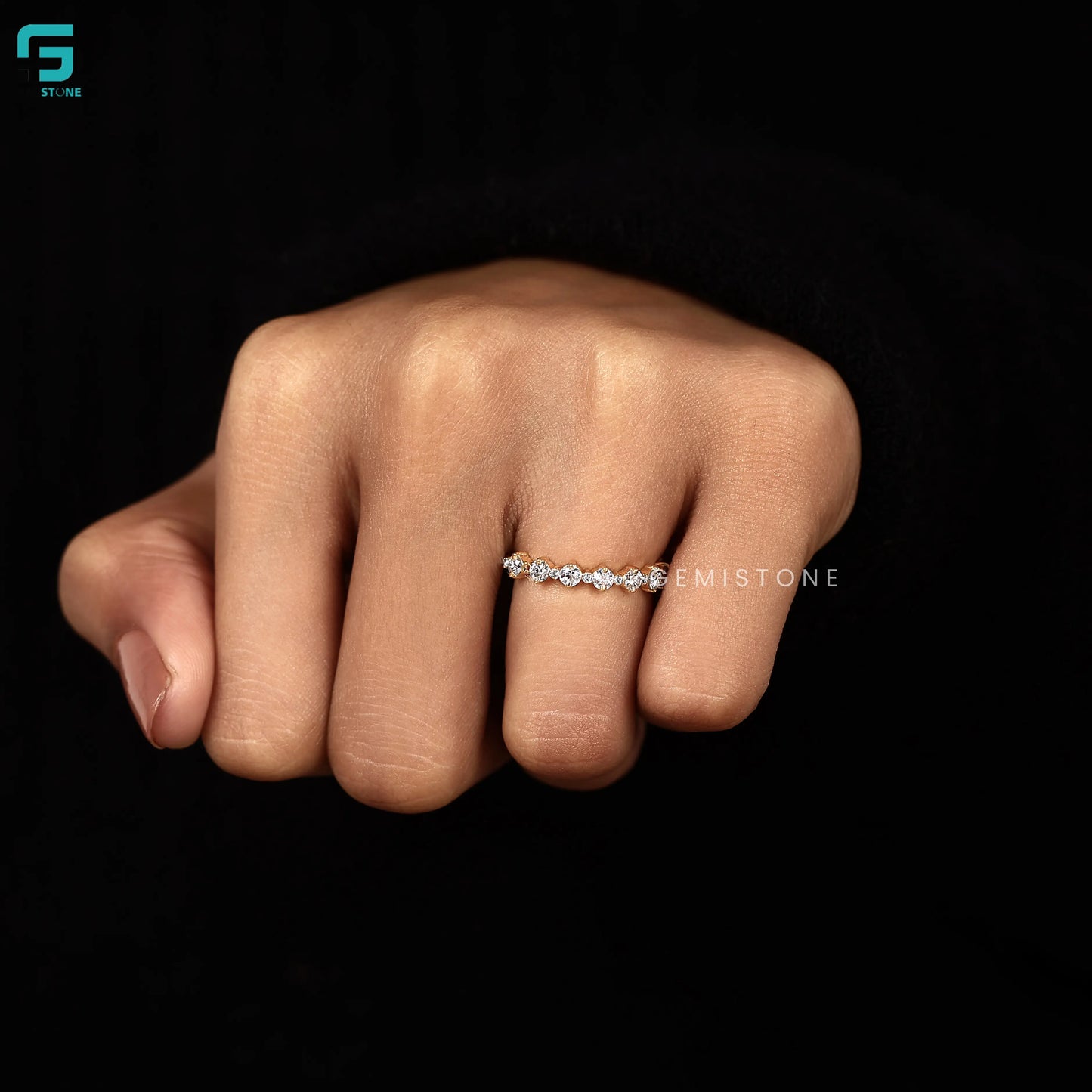 3MM Lab Diamond Half Eternity Wedding Anniversary Band