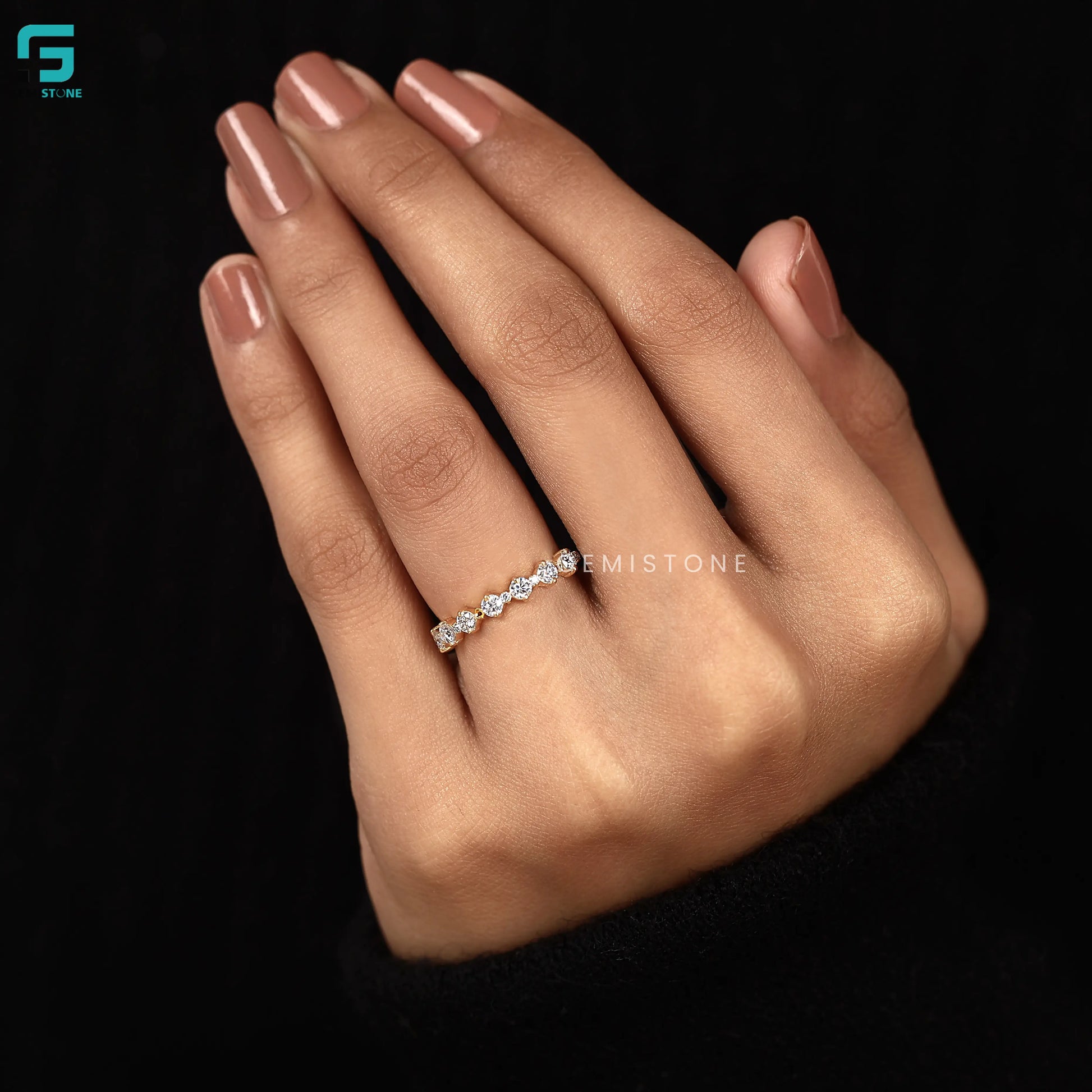 3MM Lab Grown Diamond Half Eternity Wedding Anniversary Band For Women