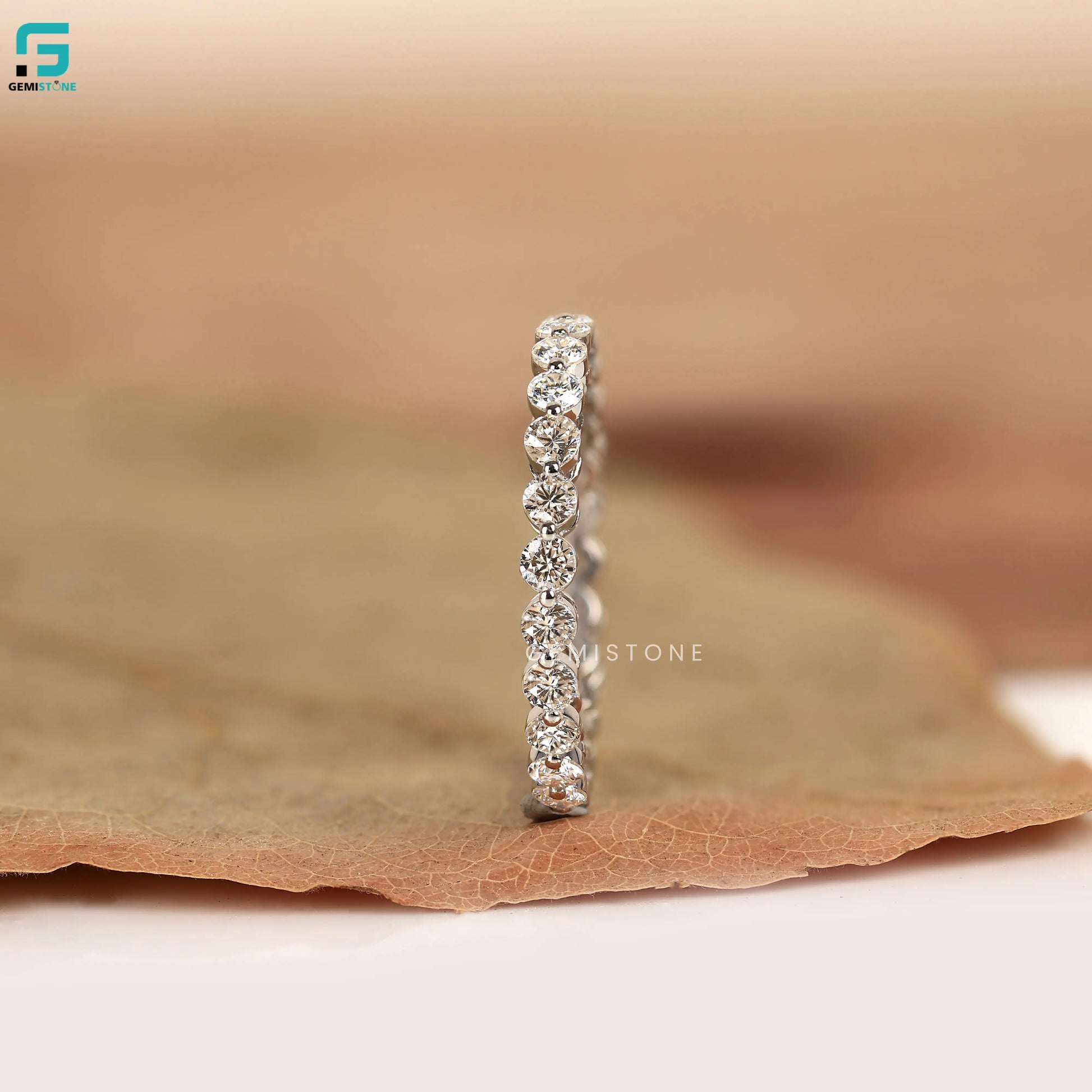 3MM Round Eternity Lab Diamond Stackable Wedding Band 