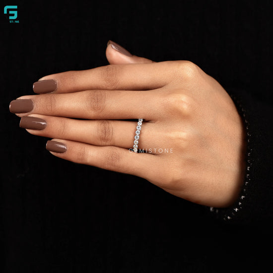 3MM Round Eternity Lab Grown Diamond Stackable Wedding Band For Women