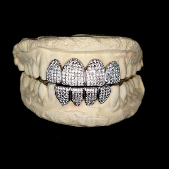 Custom 4 On 4 VVS Moissanite Bust Down Diamond Grillz