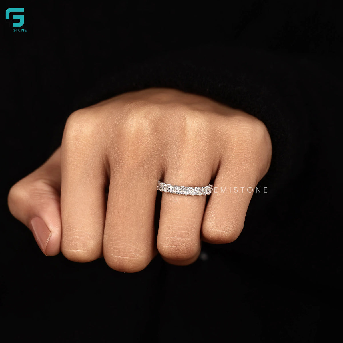 4.30CT Princess Cut Lab Diamond Full Eternity Wedding Band