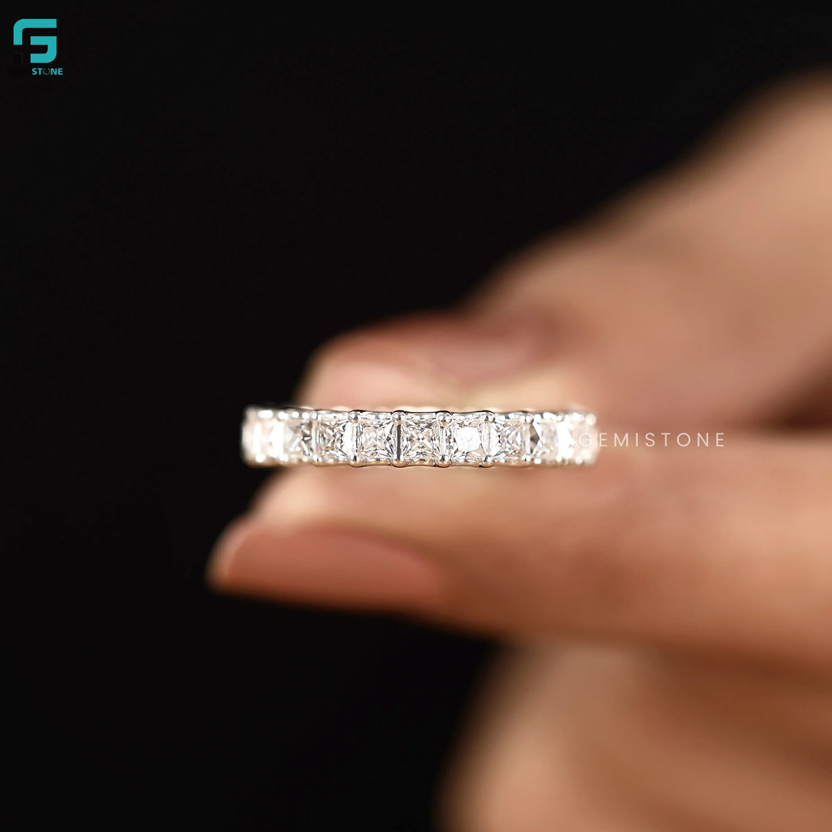 4.30CT Princess Cut Lab Diamond Full Eternity Wedding Band For Women