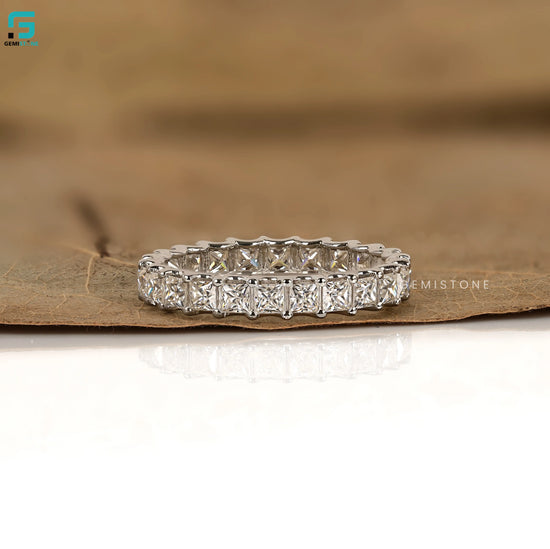 4.30CT Princess Cut Lab Grown Diamond Full Eternity Wedding Band For Women