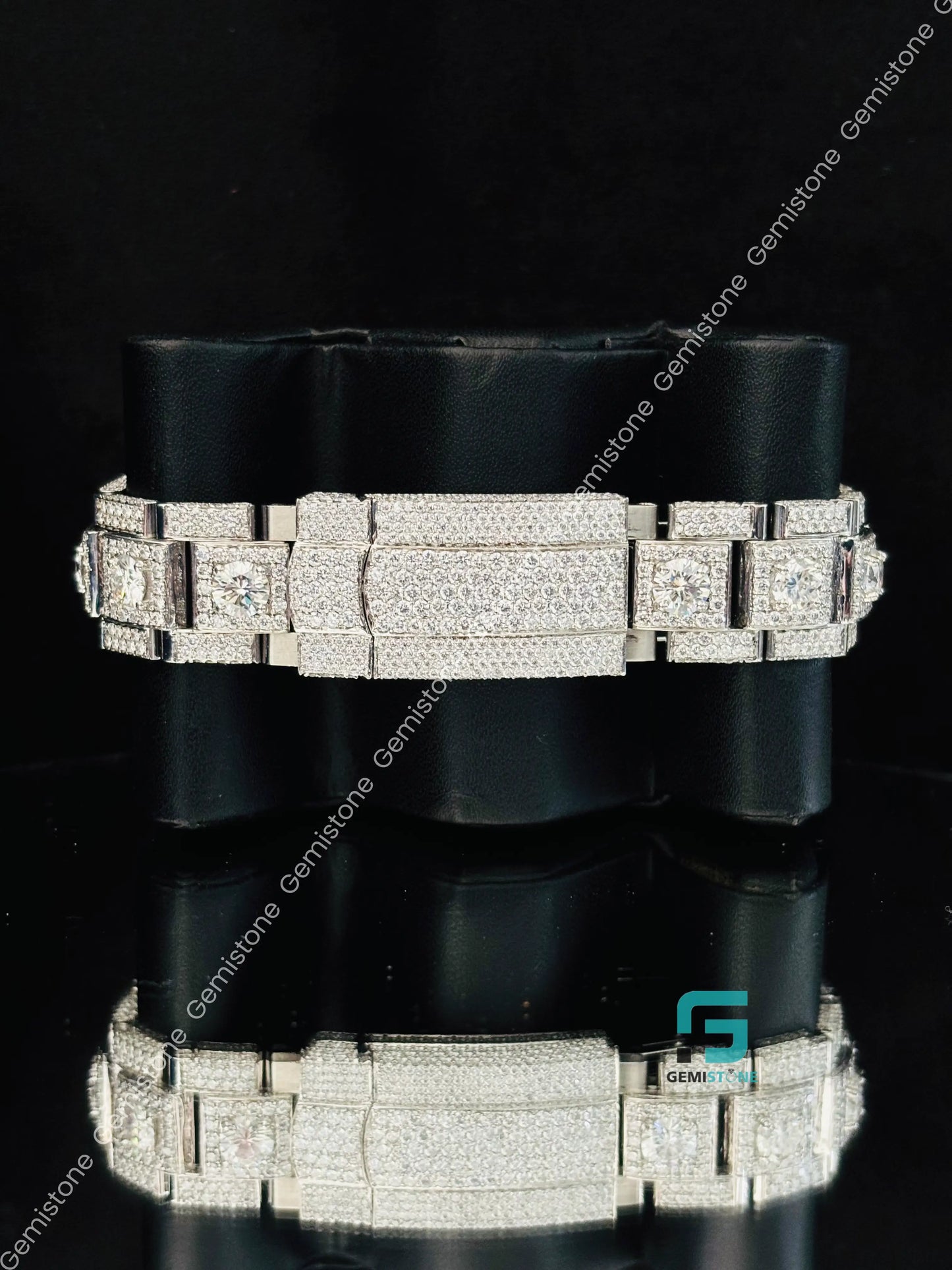 41MM Fully Studded Black Arabic Number Moissanite Watch
