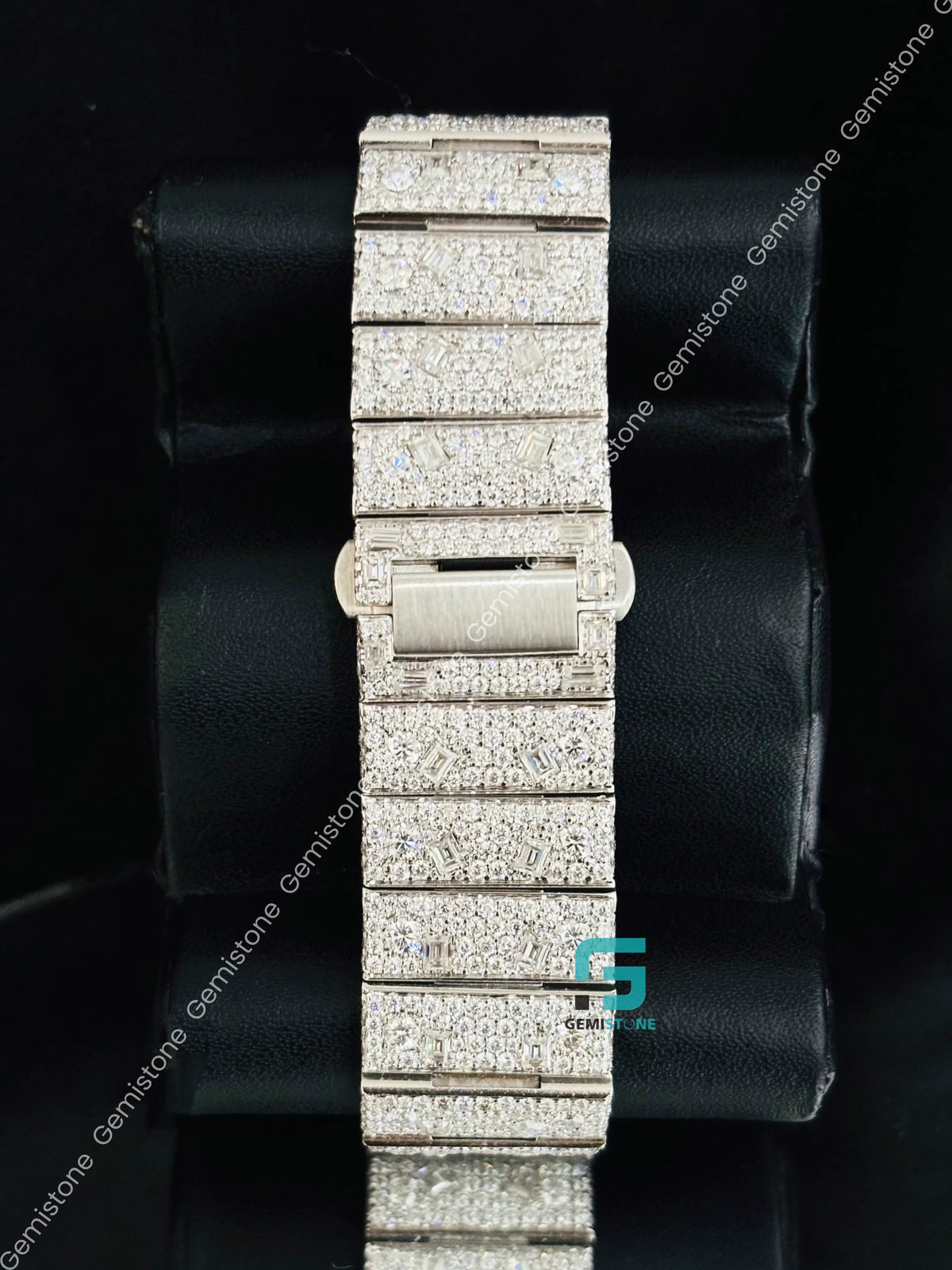 Fully Iced Out Roman Number Moissanite Multi Shape Watch
