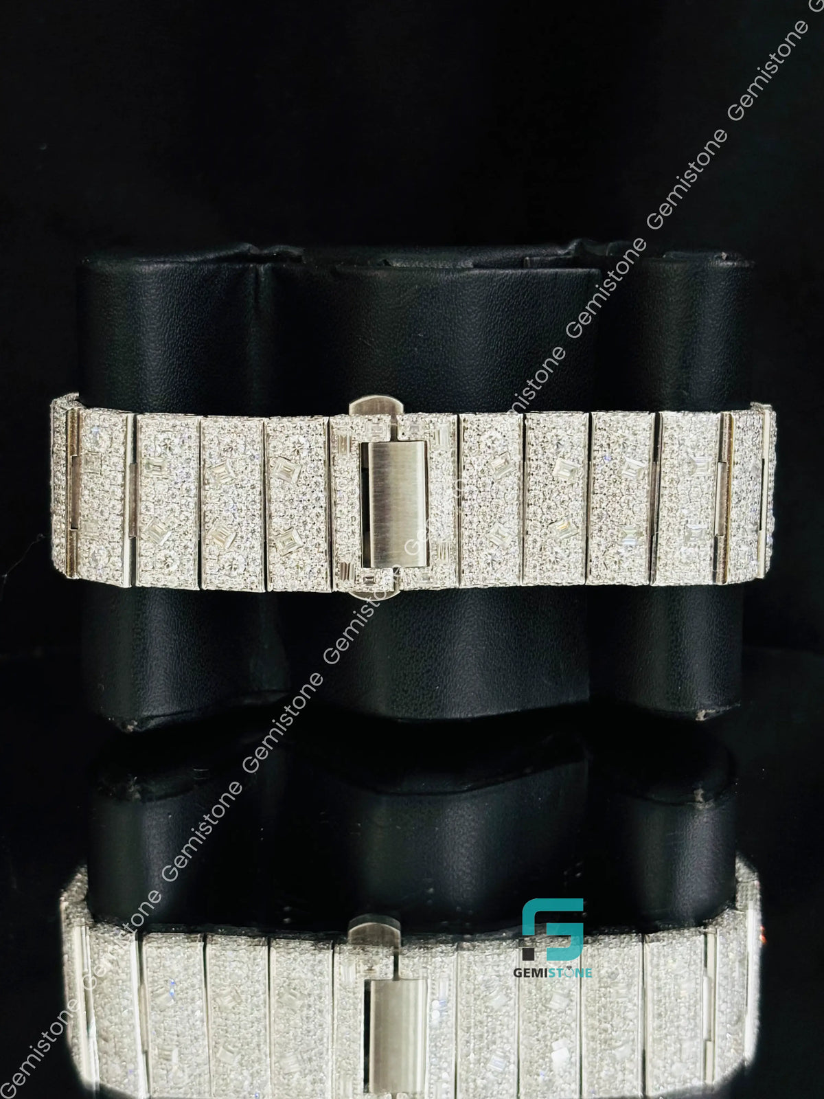 Fully Iced Out Roman Number Moissanite Multi Shape Watch