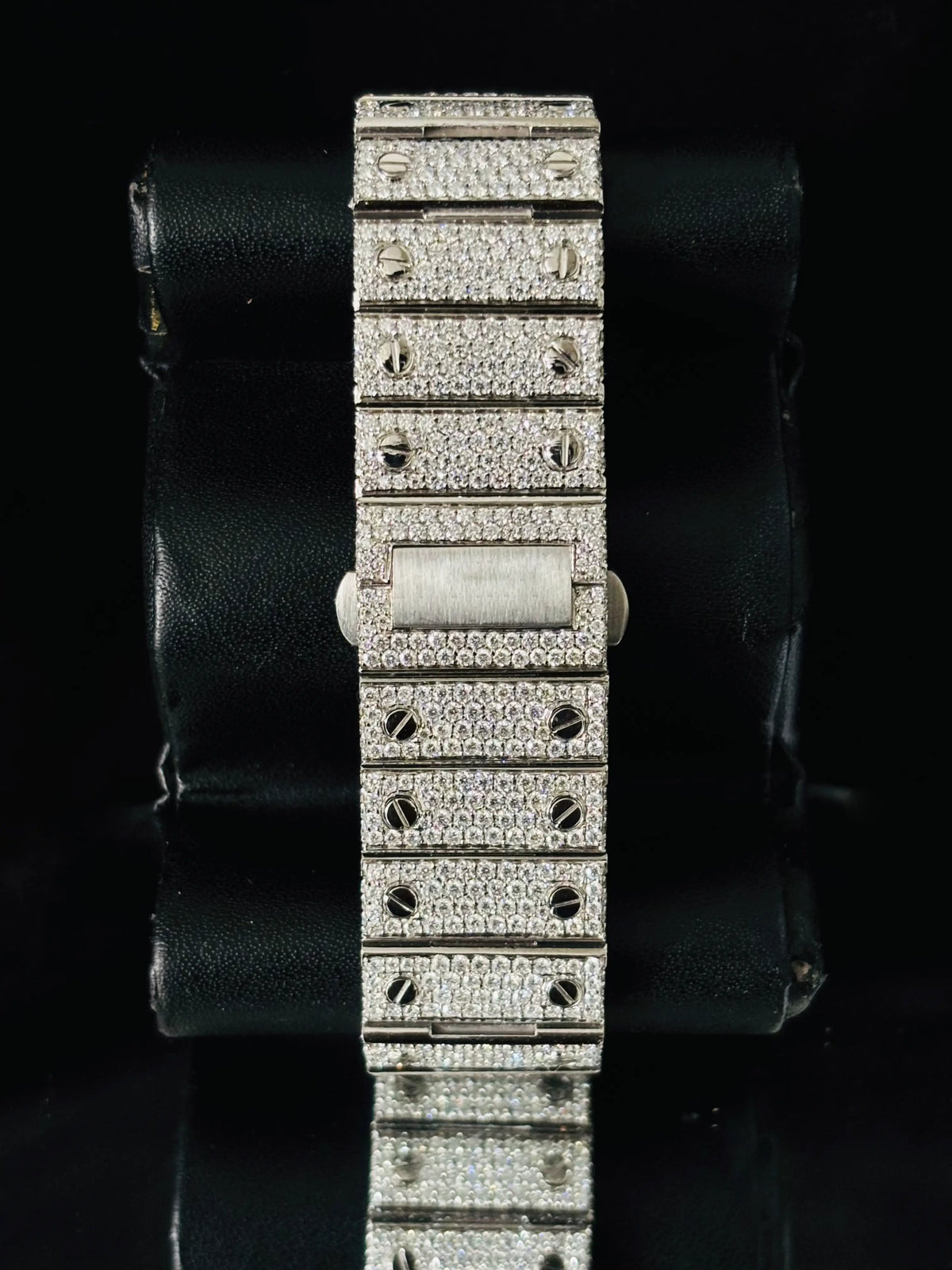 Studded Roman Number Moissanite Muted Green Color Dial Watch