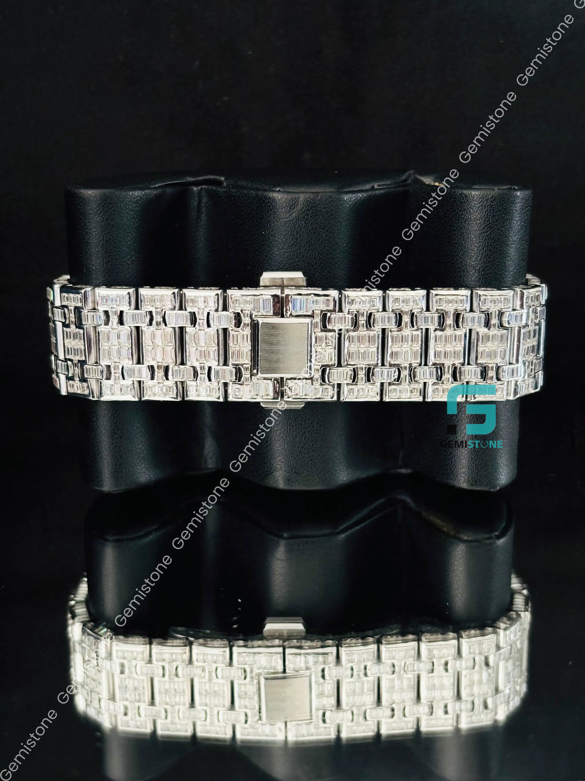 41MM AP Fully Baguette Hip Hop Moissanite Studded Watch For Men