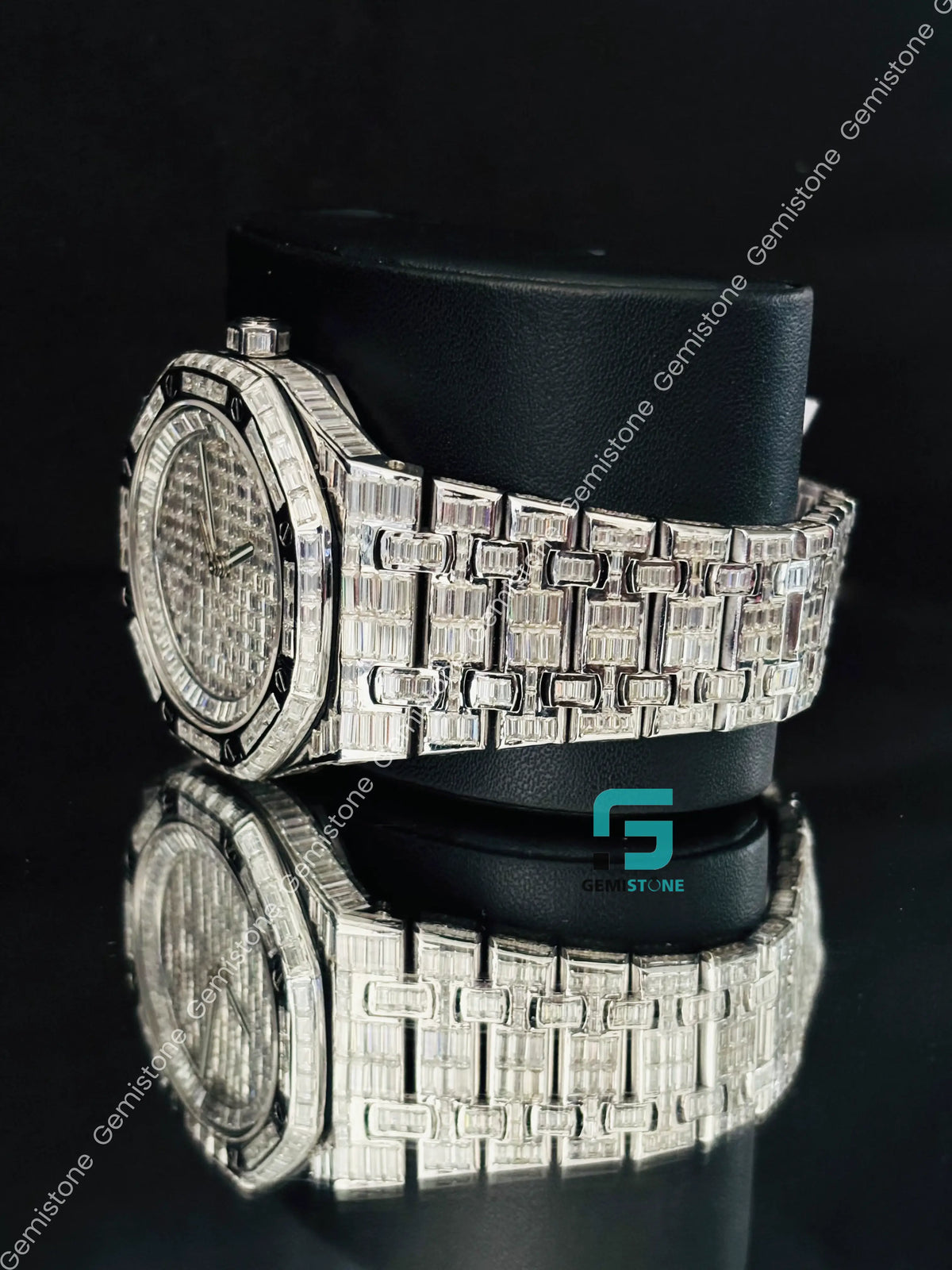 41MM AP Fully Baguette Moissanite Studded Watch