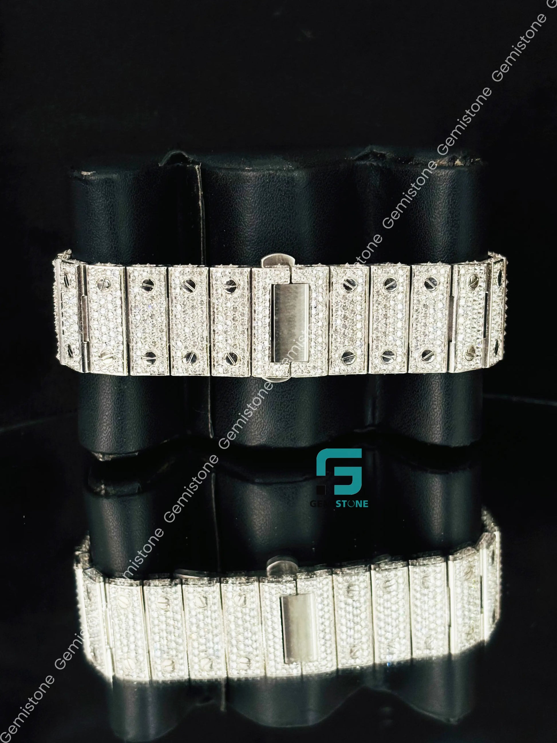 41MM Black Roman Number Moissanite Hip Hop Fully Studded Watch For Men