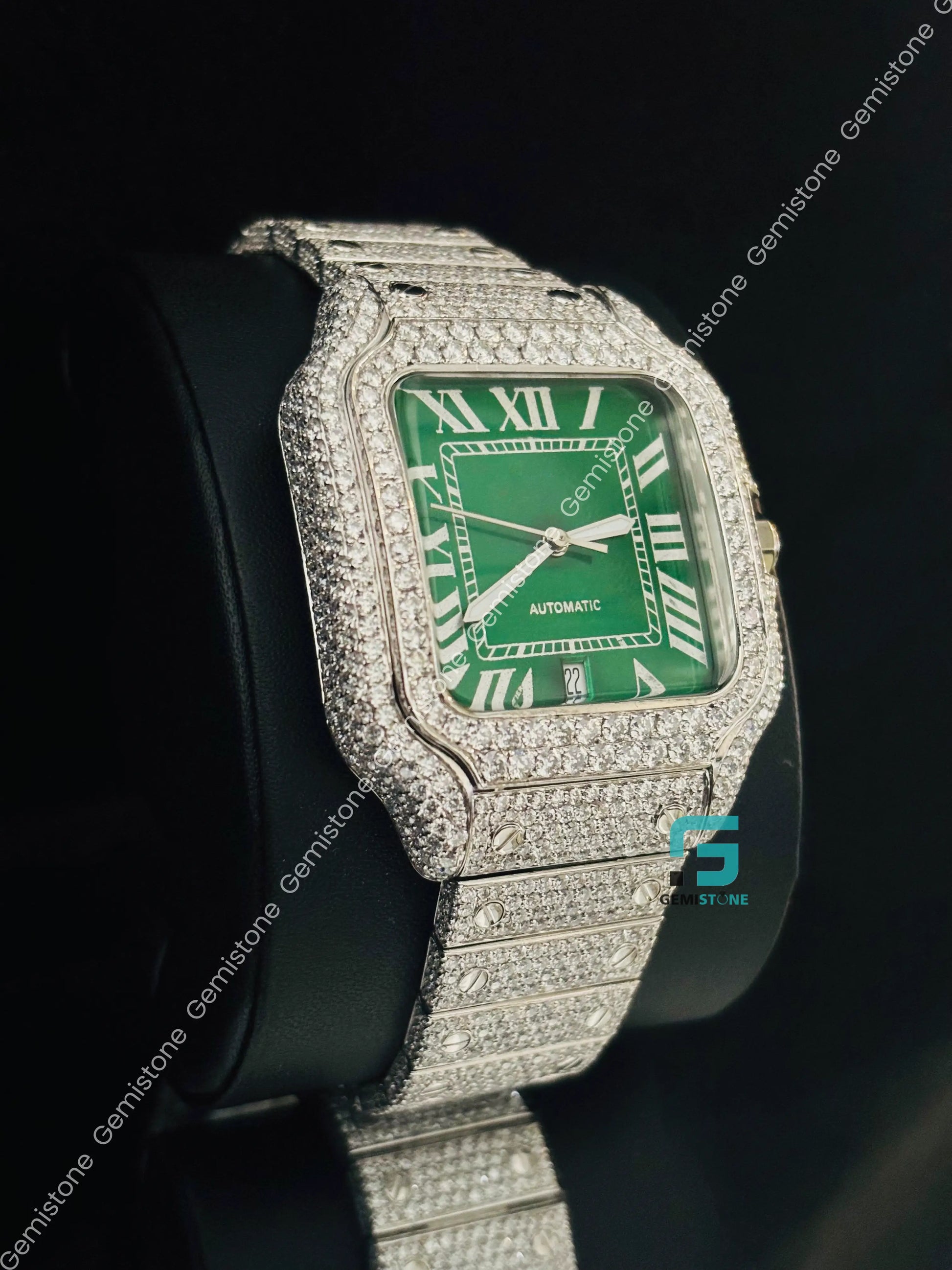 41MM Cartier Roman Number Moissanite Iced Out Hip Hop Studded Watch For Men